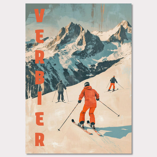 Poster titled 'Verbier - Retro Skiers' from ArtDarts