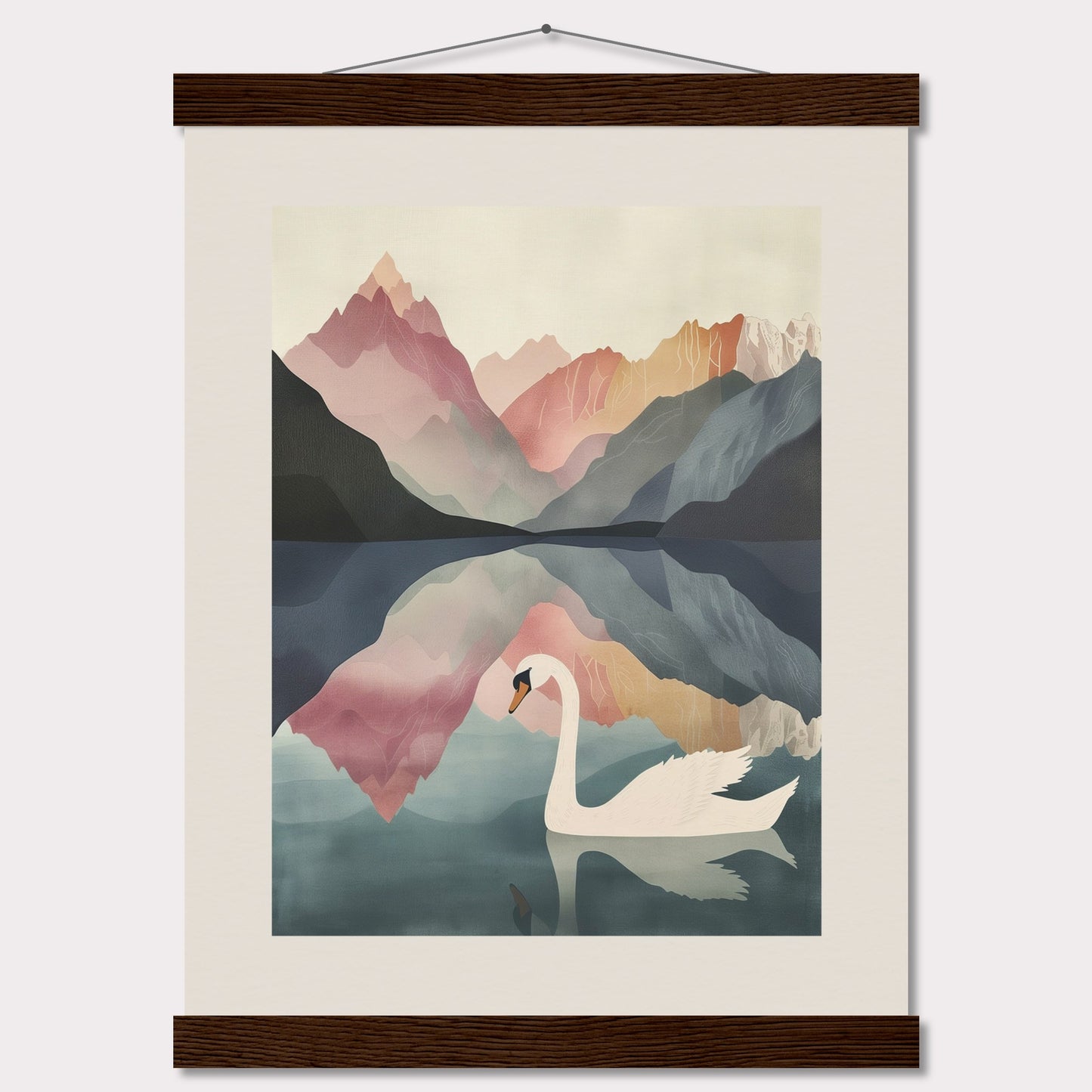 Poster titled 'White Swan on the Lake Geneva with Hanger' from ArtDarts