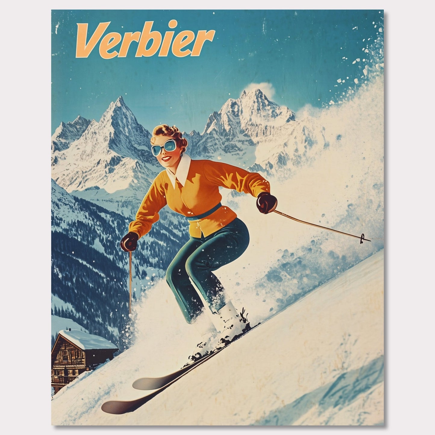 Poster titled 'Verbier - Stylish Skier' from ArtDarts
