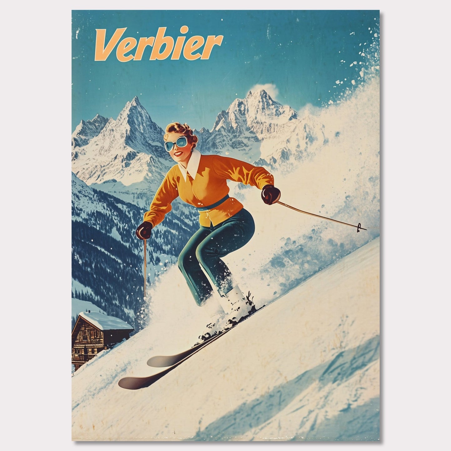 Poster titled 'Verbier - Stylish Skier' from ArtDarts