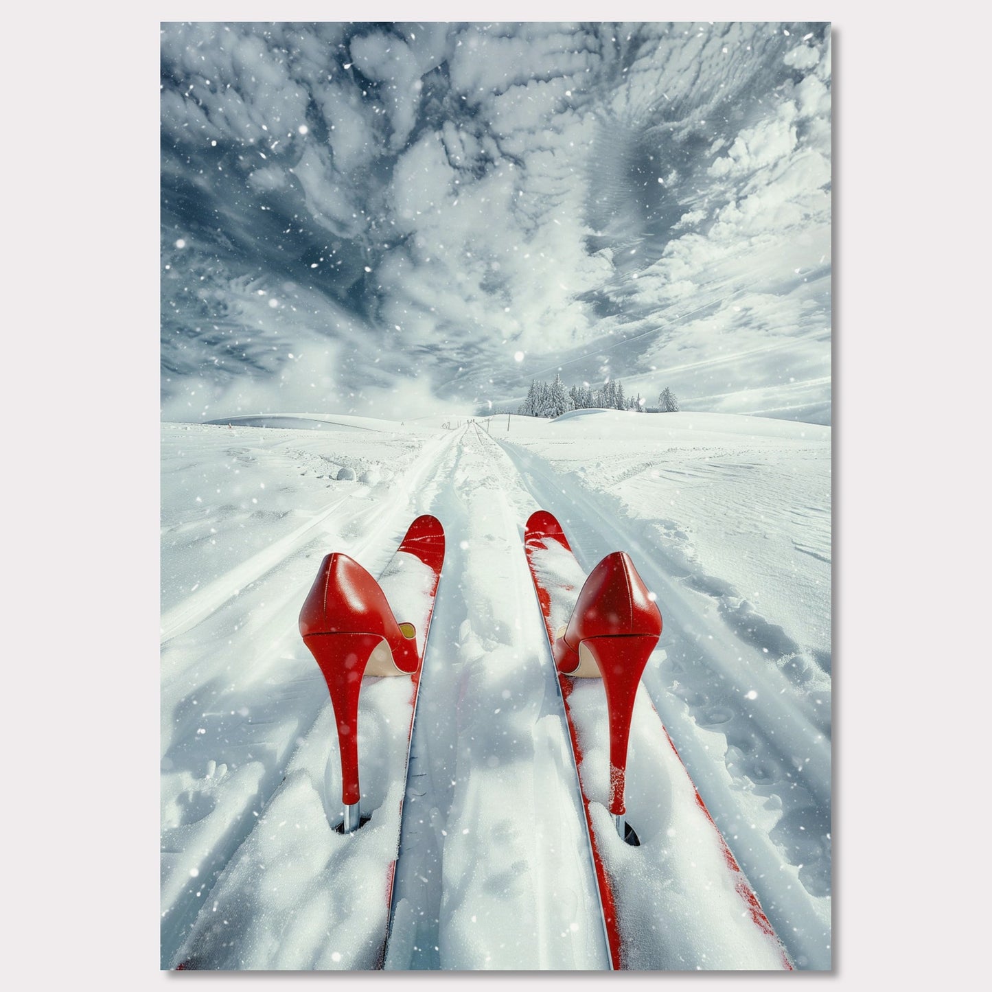 Poster titled 'High Heels, High Thrills' from ArtDarts