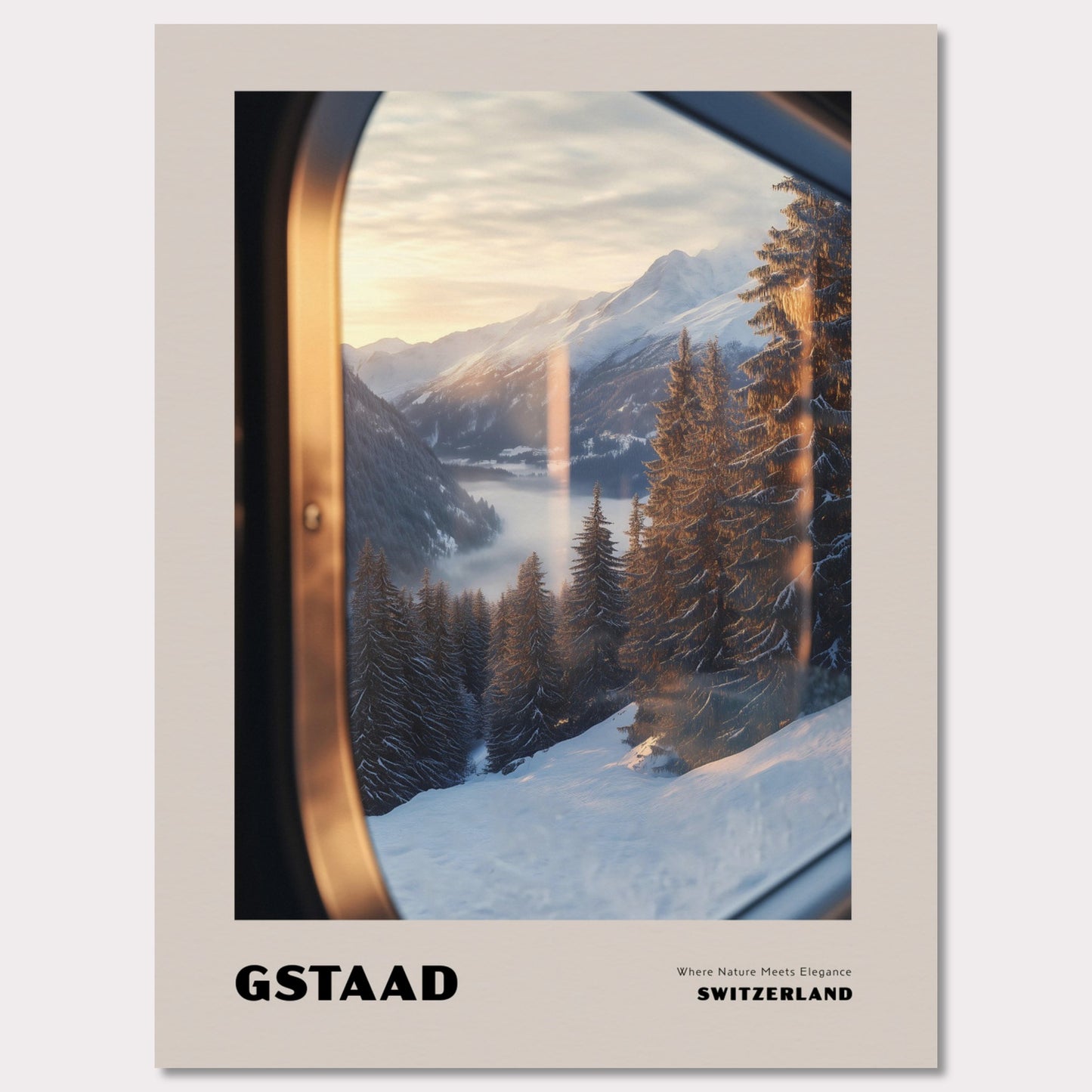 Poster titled 'GSTAAD. Where Nature Meets Elegance' from ArtDarts