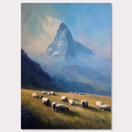 Poster titled 'Sheep Below Matterhorn' from ArtDarts