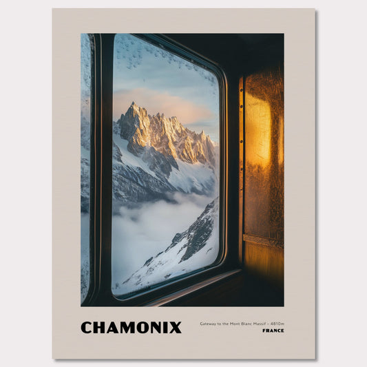 Poster titled 'CHAMONIX. Gateway to the Mont Blanc Massif' from ArtDarts