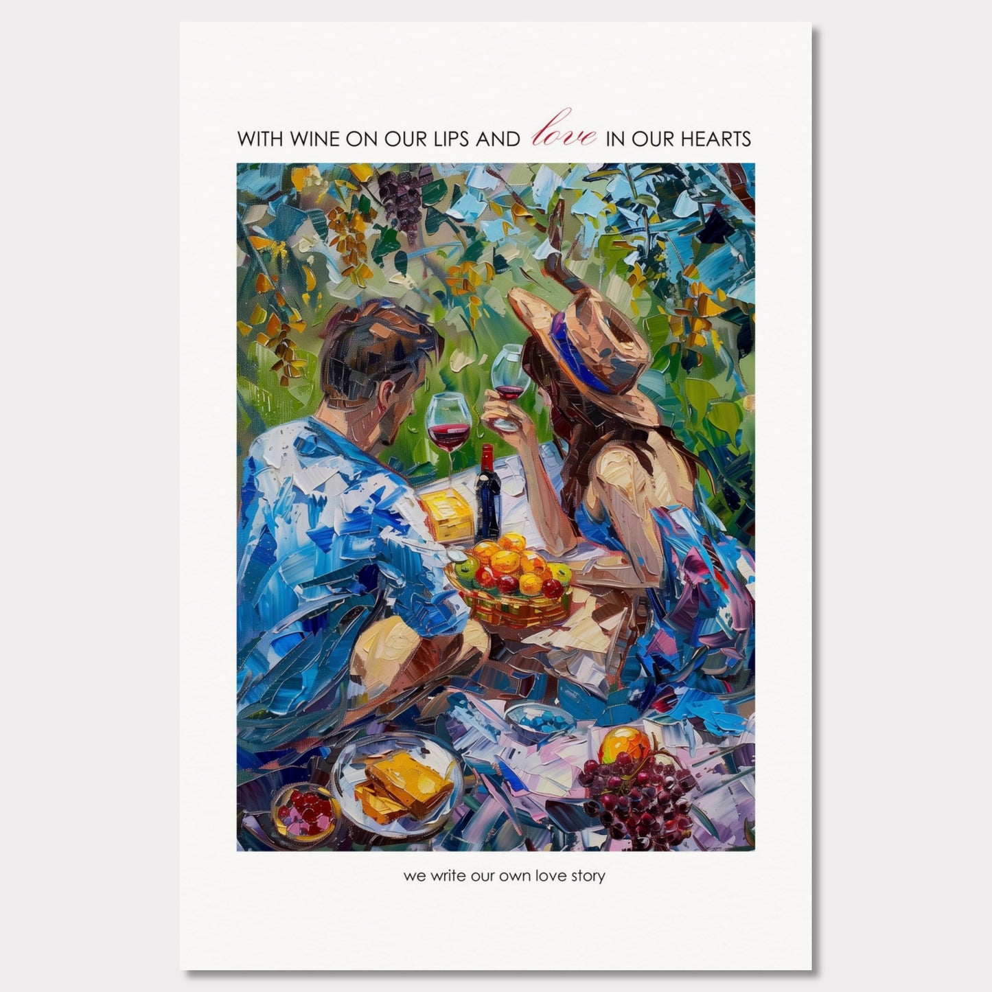 Poster titled 'Couple on a summer picnic Poster' from ArtDarts