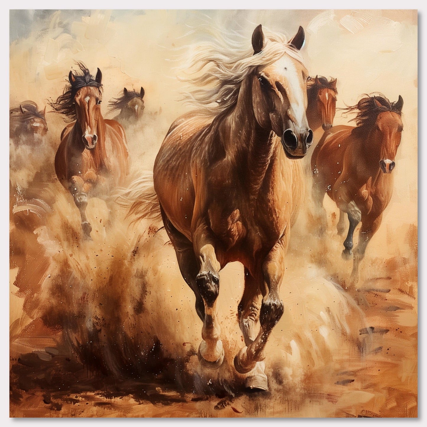 Poster titled 'Horses running on the steppe' from ArtDarts