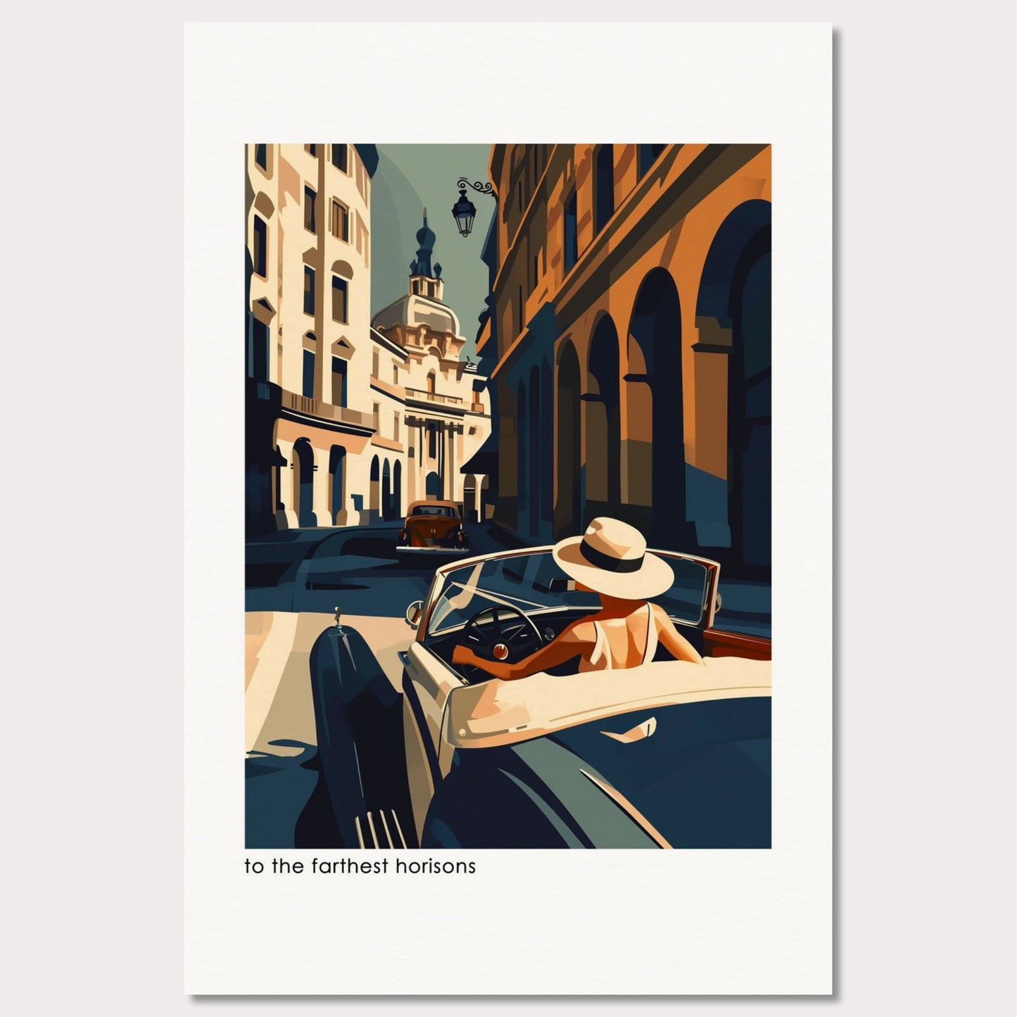 Poster titled 'Girl in a convertible vintage Poster' from ArtDarts
