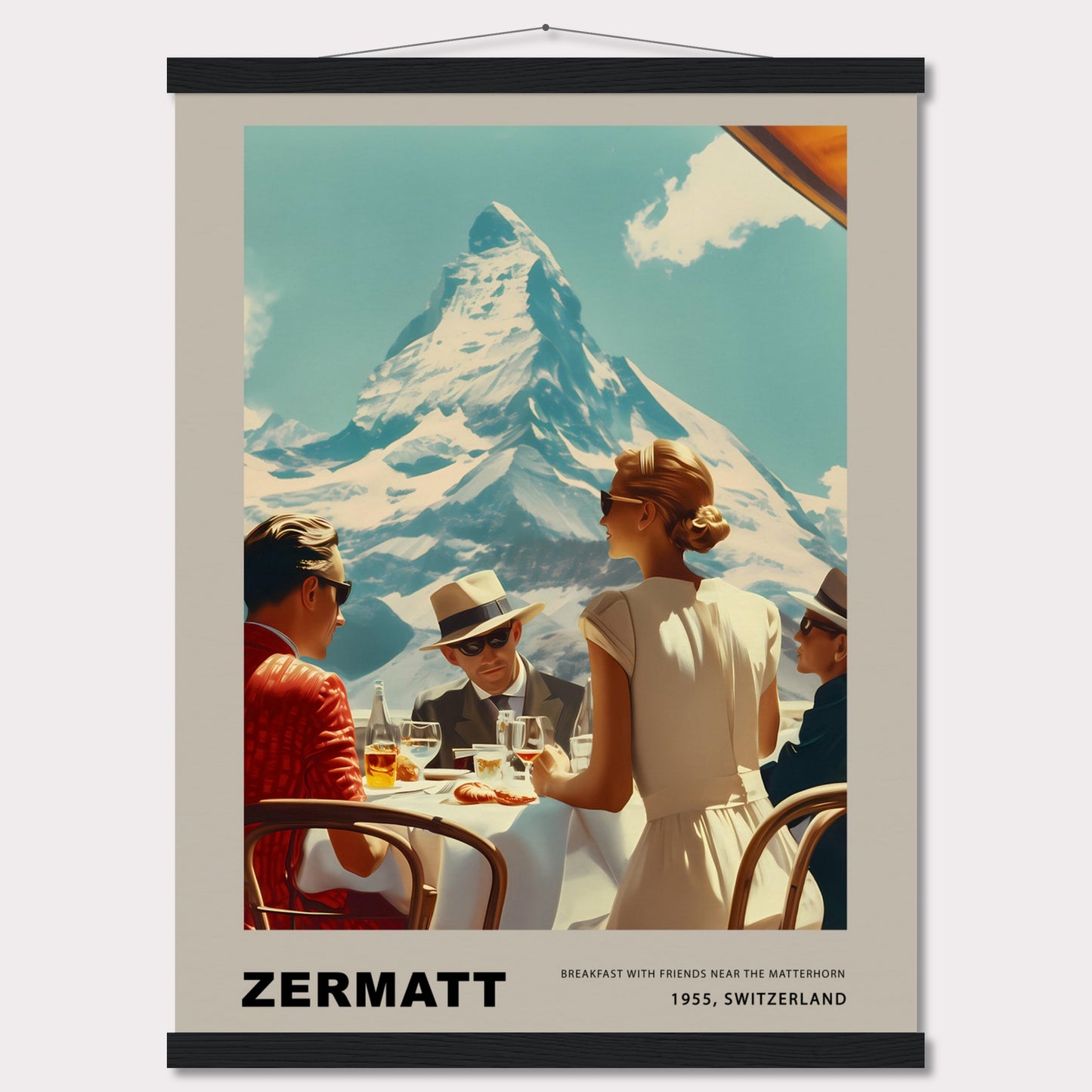 Poster titled 'Breakfast in Zermatt with Hanger' from ArtDarts