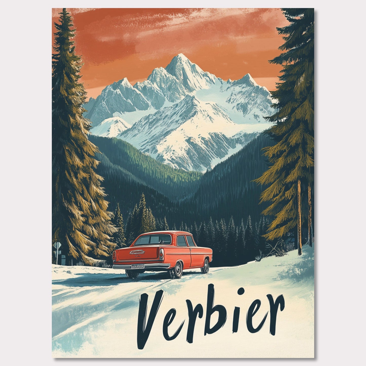 Poster titled 'Verbier - Alpine Roadtrip' from ArtDarts