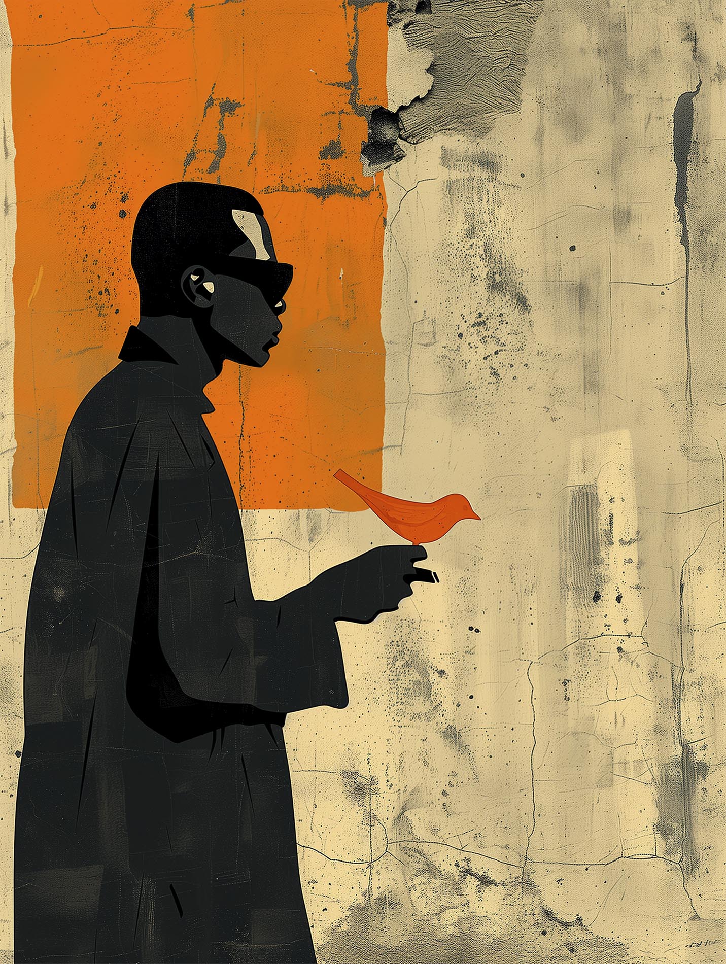 Poster titled 'Man with a Bird Poster' from ArtDarts