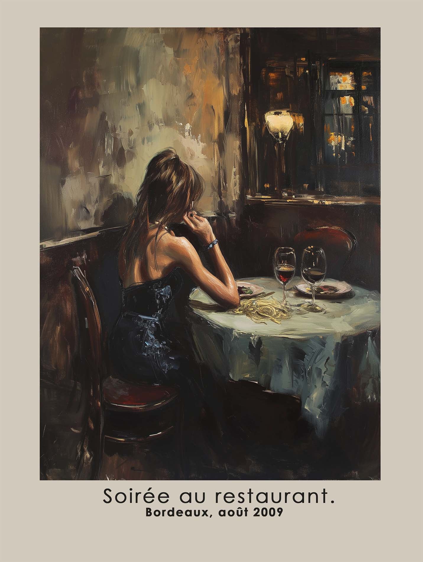 Poster titled 'Girl in a restaurant. France Poster' from ArtDarts