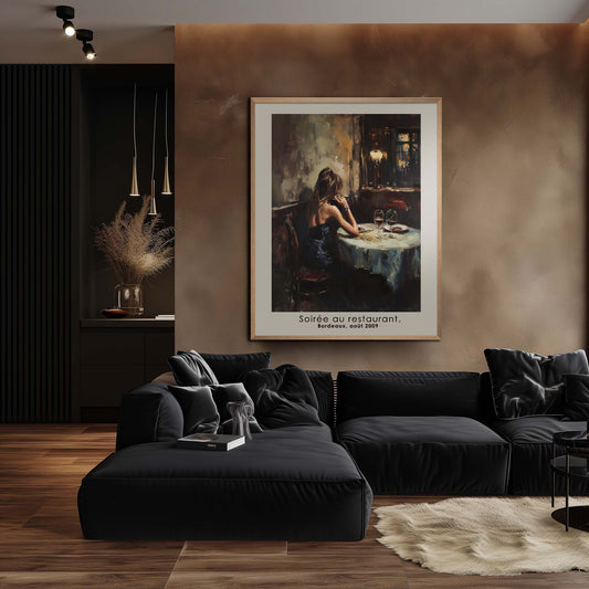 Poster titled 'Girl in a restaurant. France Poster' from ArtDarts