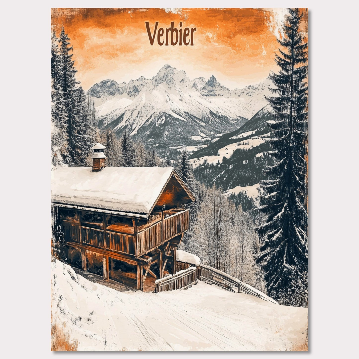 Poster titled 'Verbier - Winter Retreat' from ArtDarts