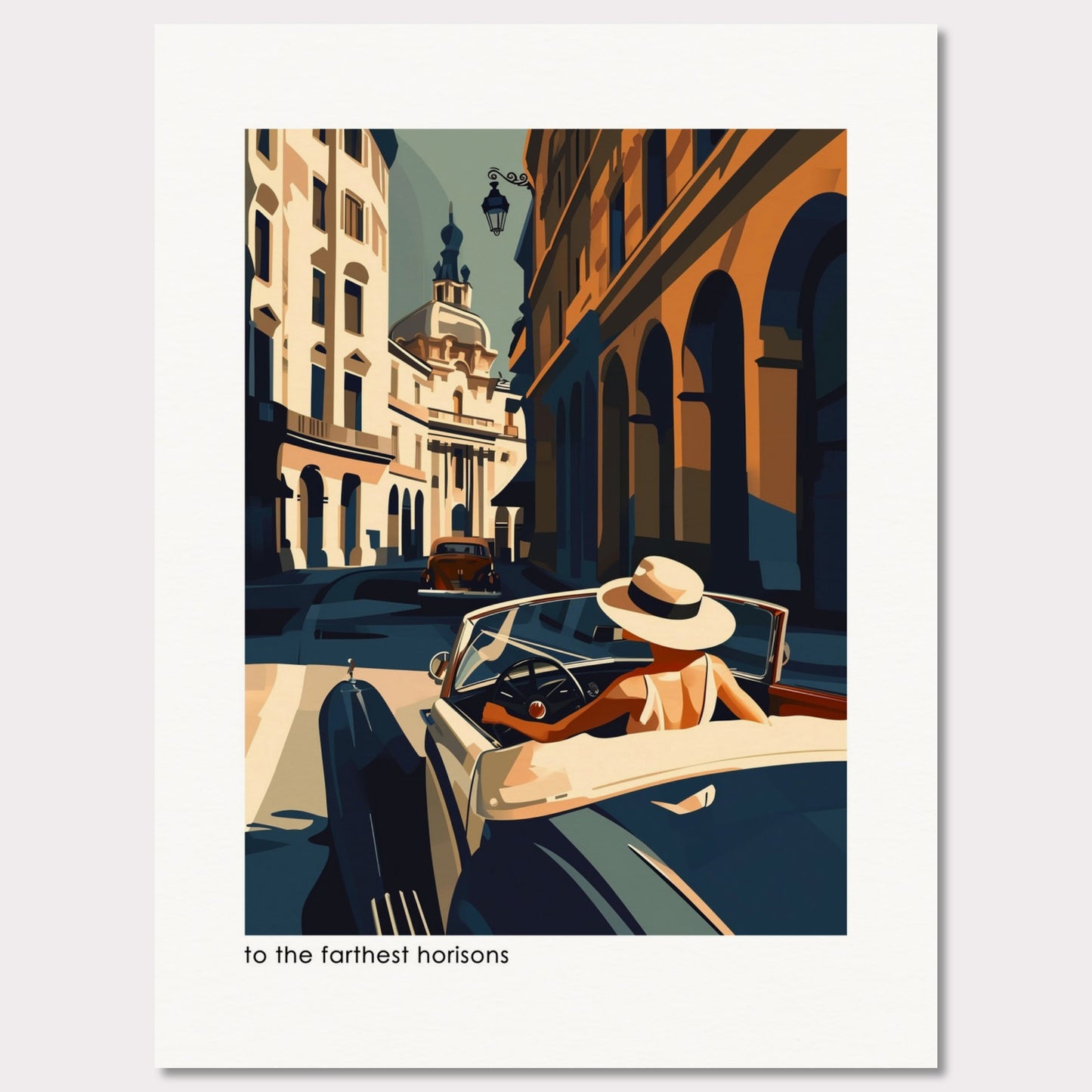 Poster titled 'Girl in a convertible vintage Poster' from ArtDarts