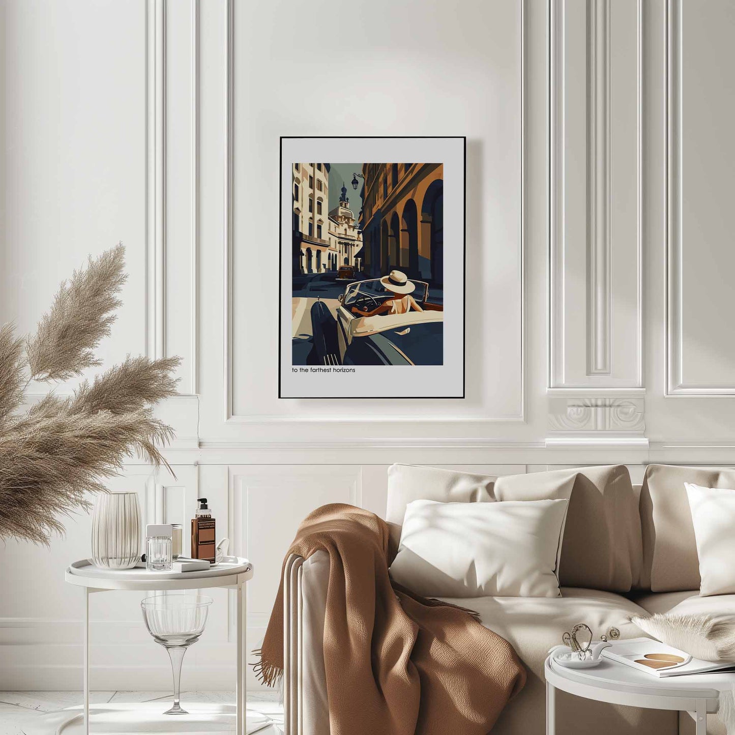 Poster titled 'Girl in a convertible vintage Poster' from ArtDarts