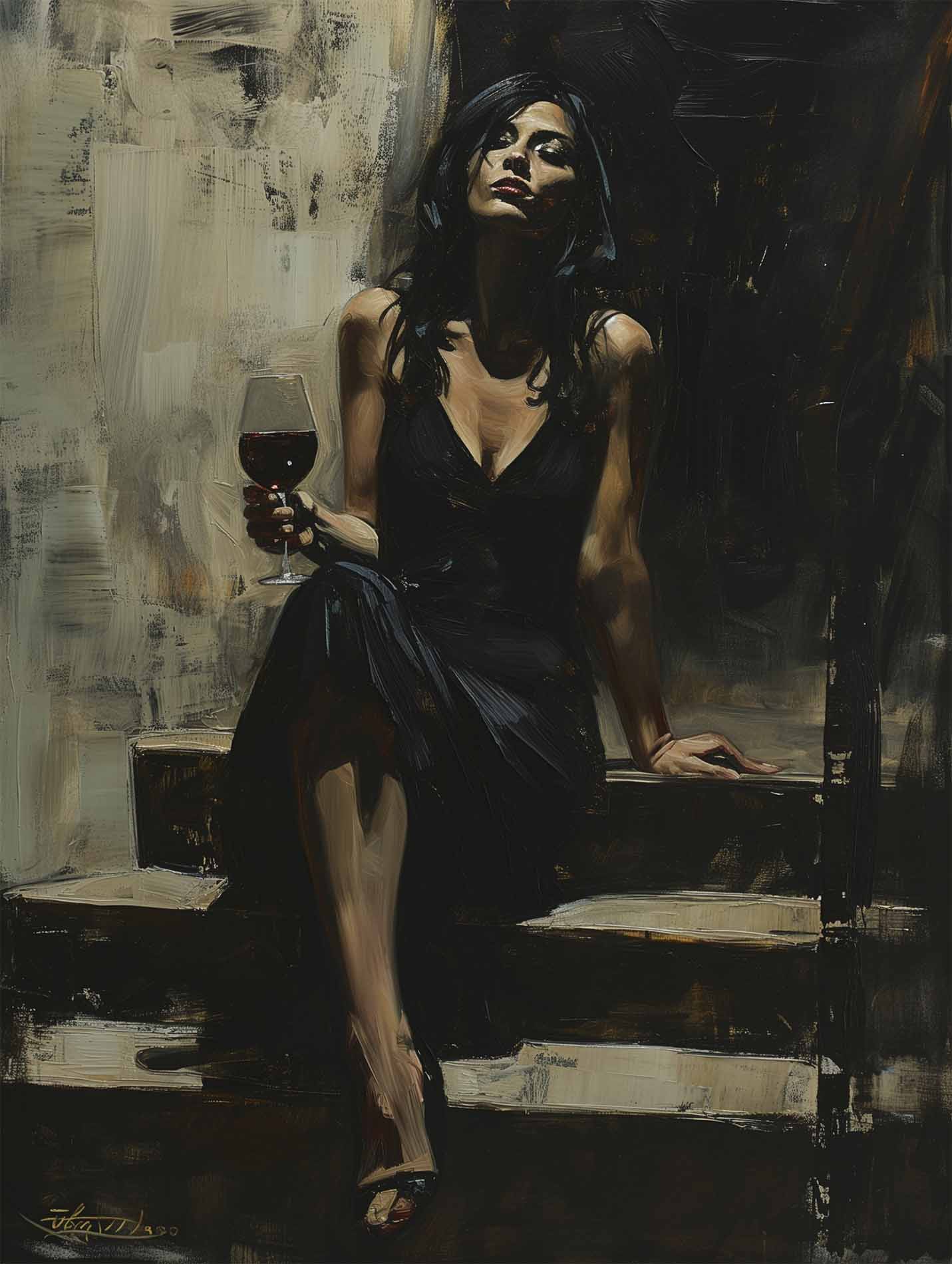 Poster titled 'Women with a Glass of Wine Poster' from ArtDarts
