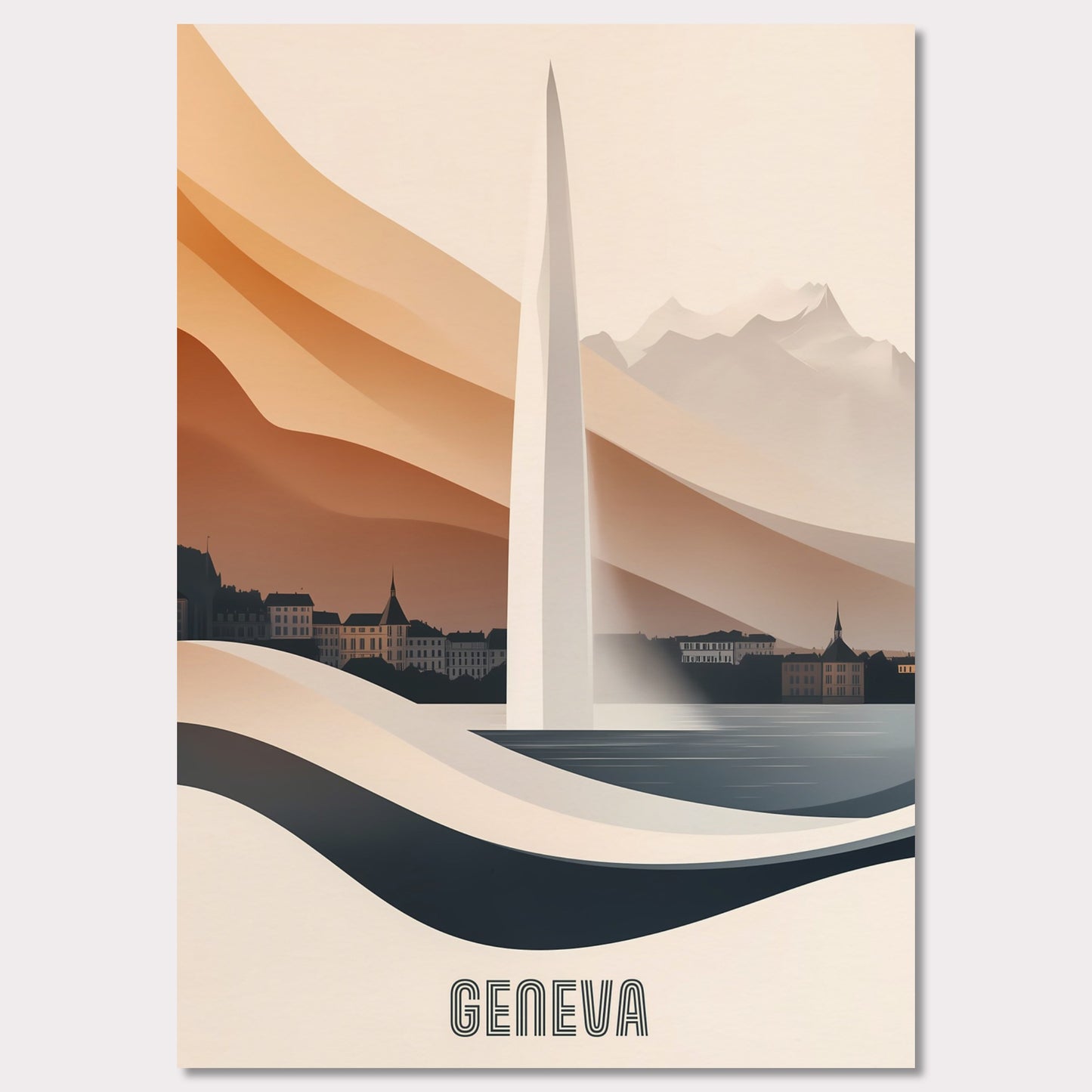 Poster titled 'Geneva – The Iconic Jet d’Eau' from ArtDarts