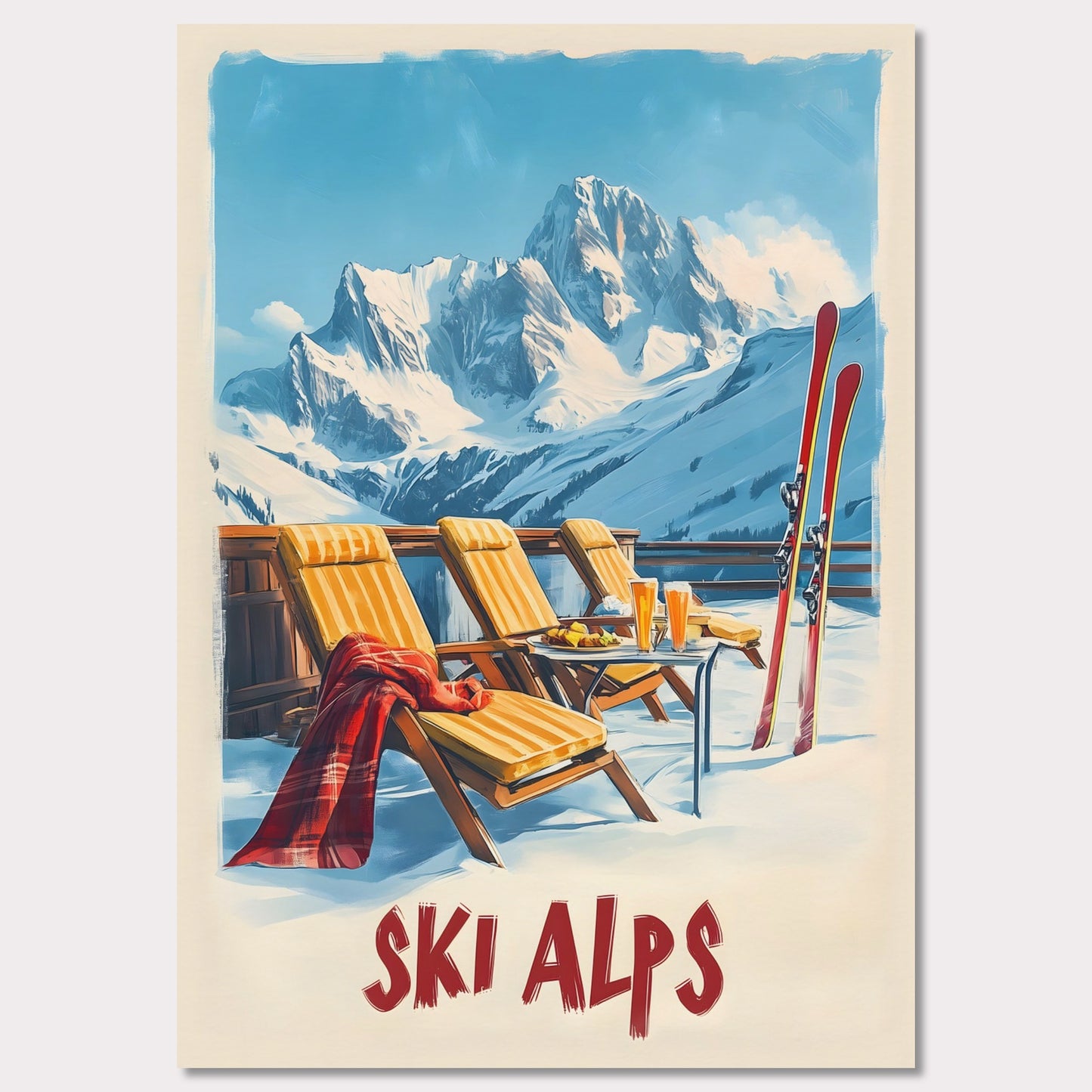 Poster titled 'Sunny Ski Alps Escape' from ArtDarts