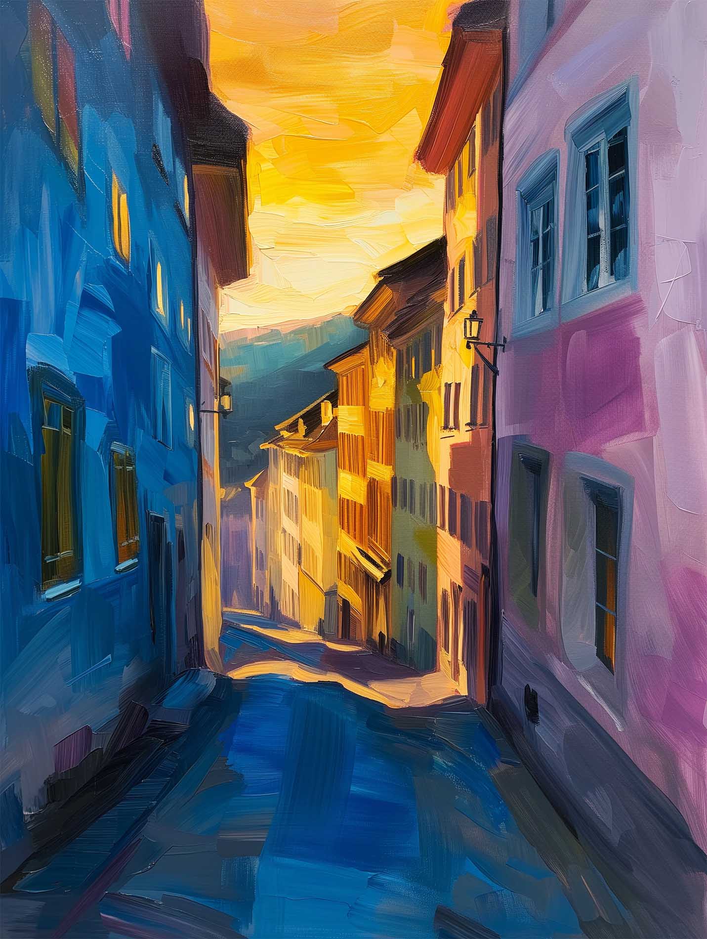 Poster titled 'Night Street of Switzerland Poster' from ArtDarts