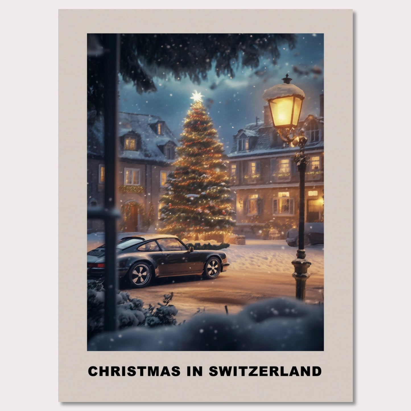 Poster titled 'Christmas in Switzerland - Festive Nights' from ArtDarts