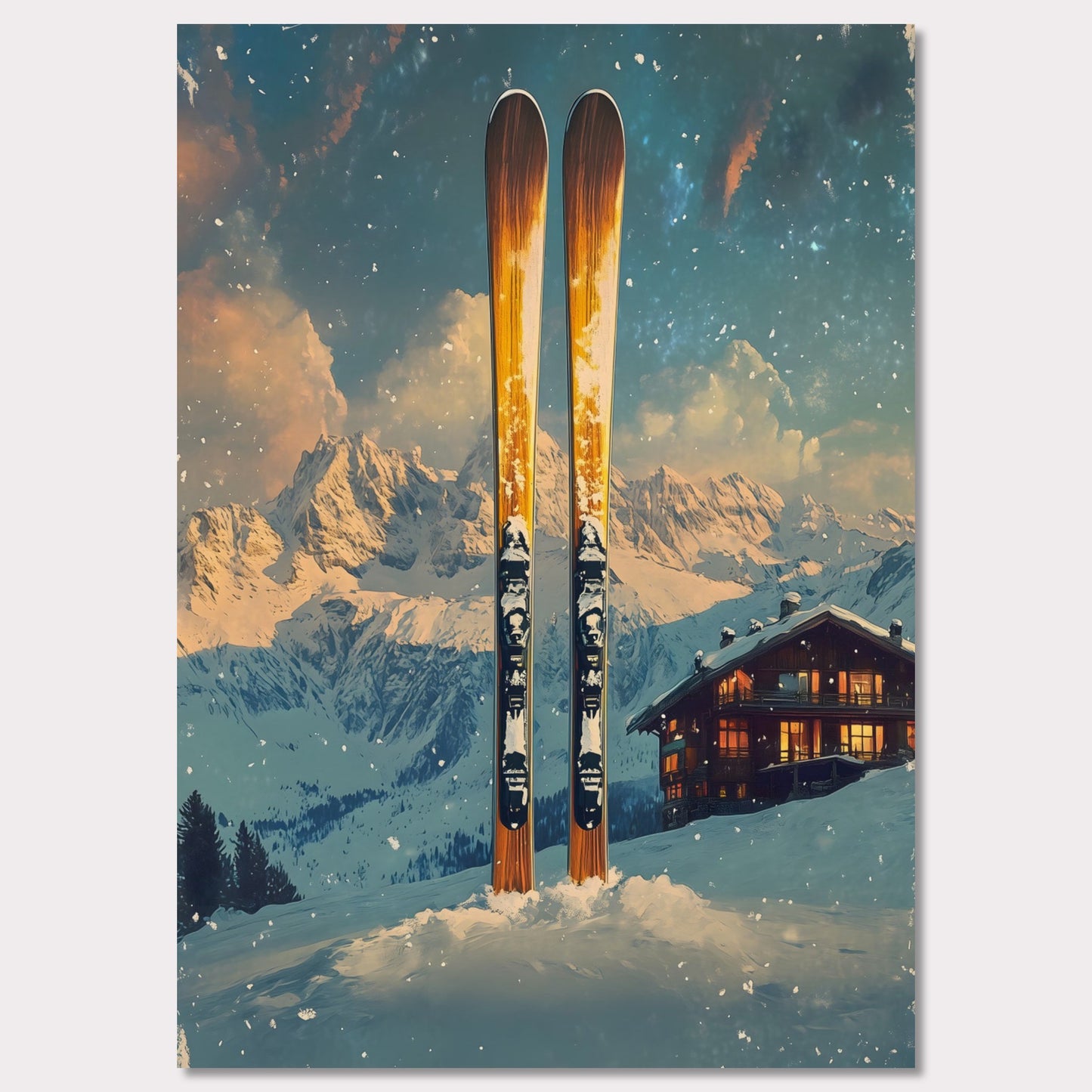 Poster titled 'Ski into Serenity' from ArtDarts