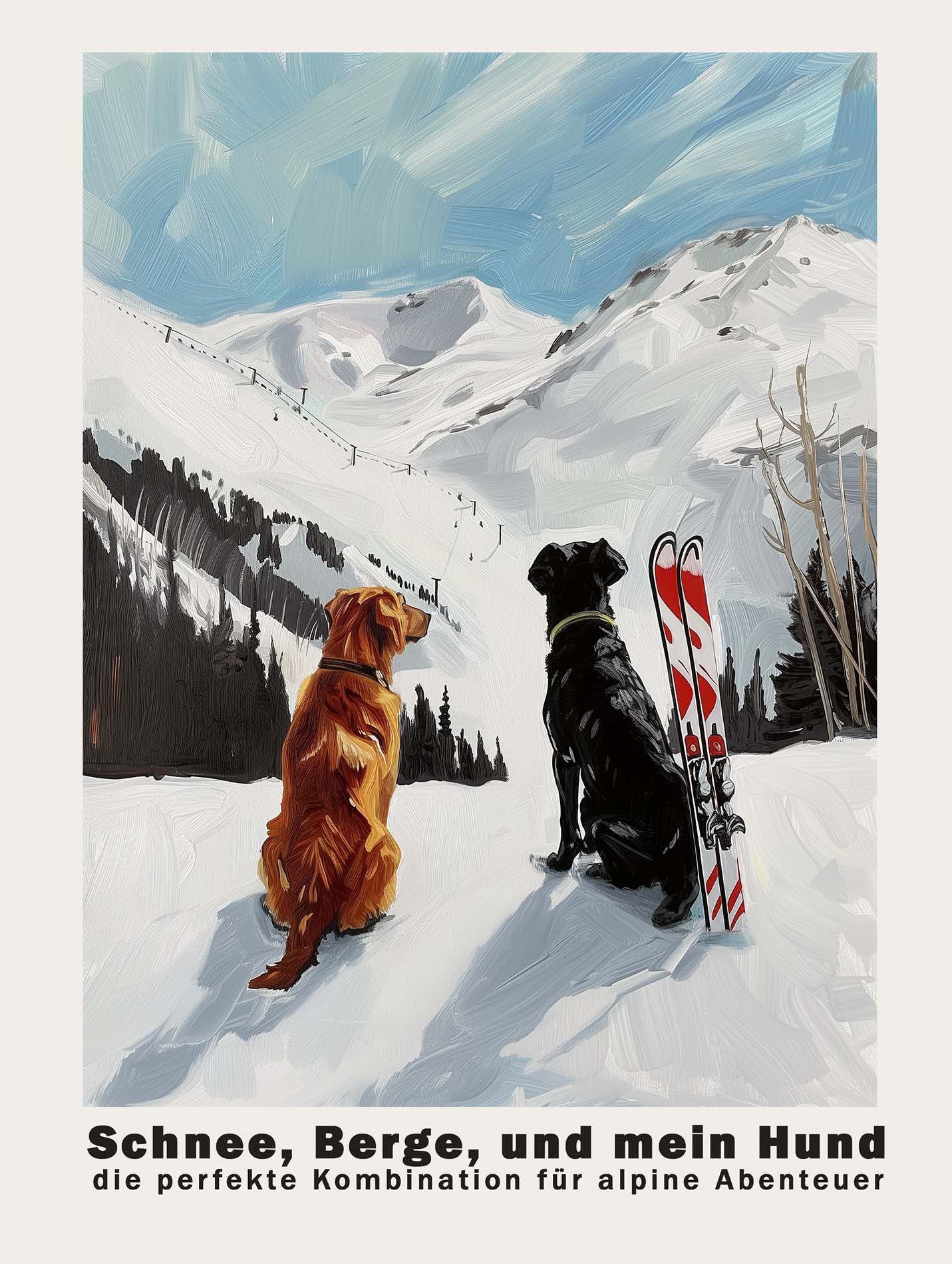 Poster titled 'Snow. Mountains And my dog Poster' from ArtDarts