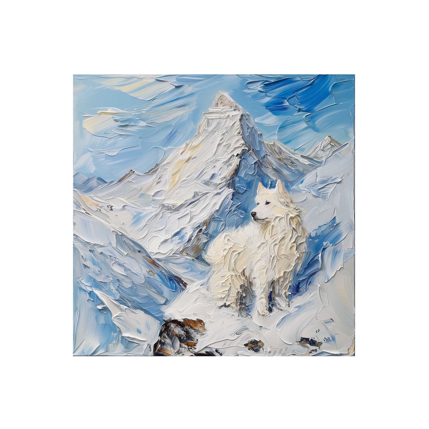 Poster titled 'Samoyed in the Alps Poster' from ArtDarts