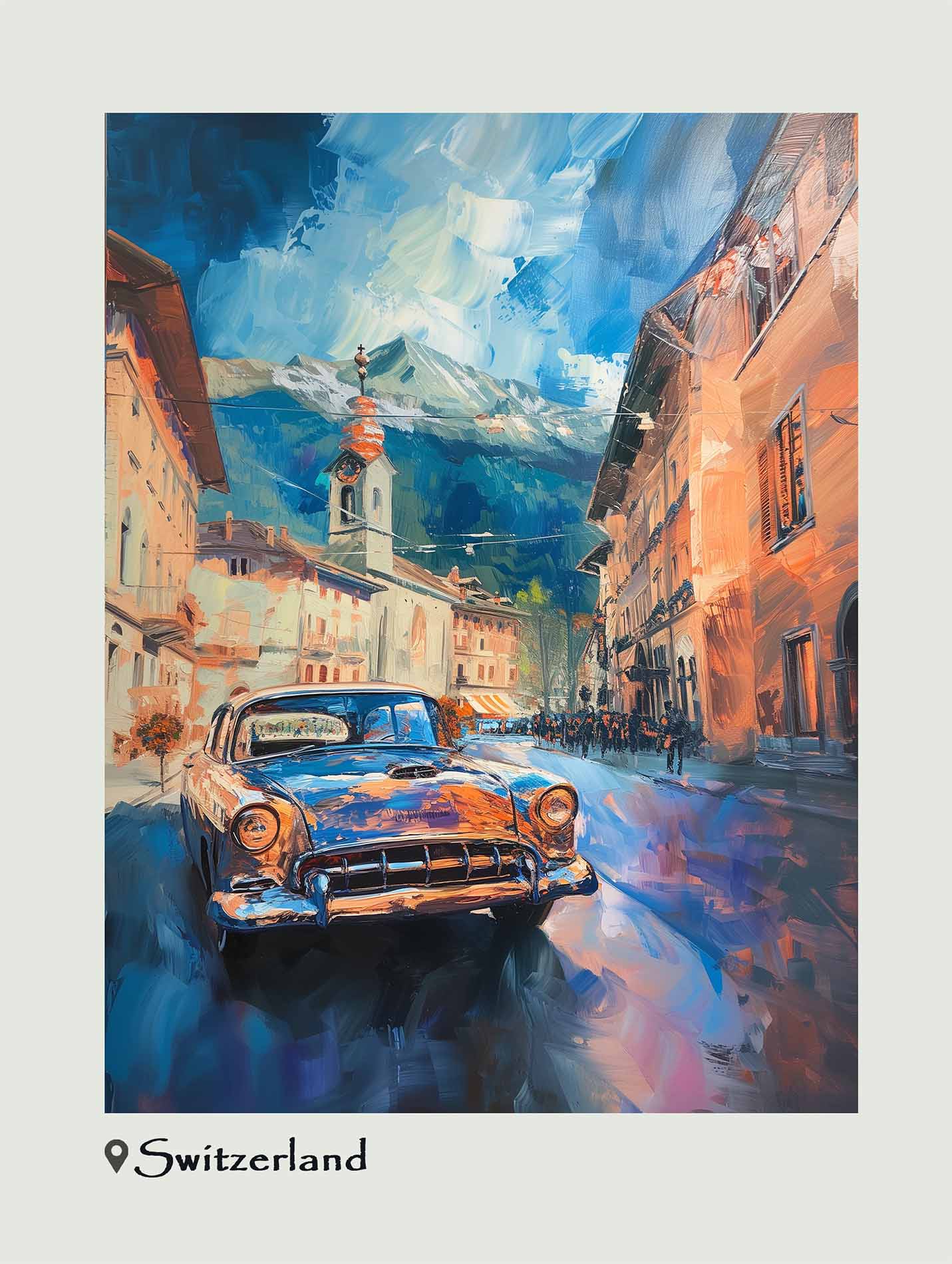 Poster titled 'Along the Street of Switzerland Poster' from ArtDarts