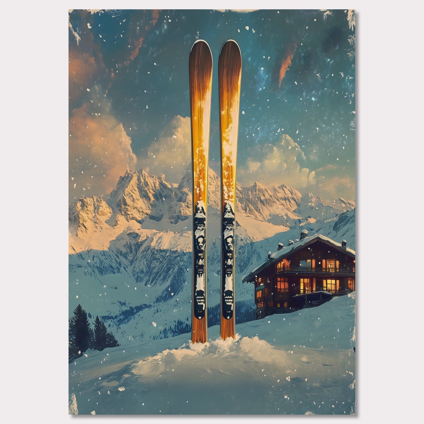 Poster titled 'Ski into Serenity' from ArtDarts