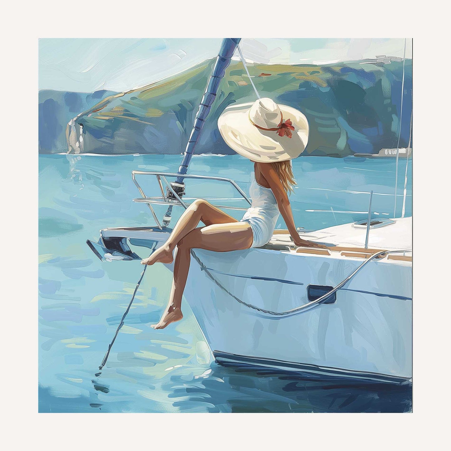 Poster titled 'Girl on a yacht Poster' from ArtDarts
