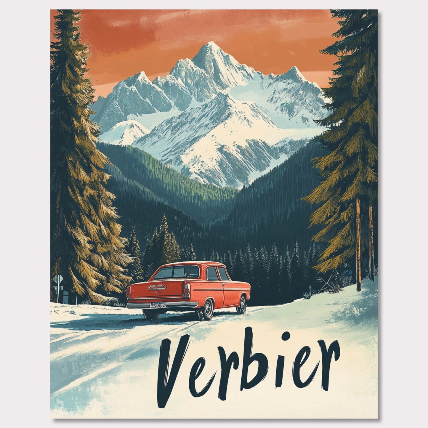 Poster titled 'Verbier - Alpine Roadtrip' from ArtDarts
