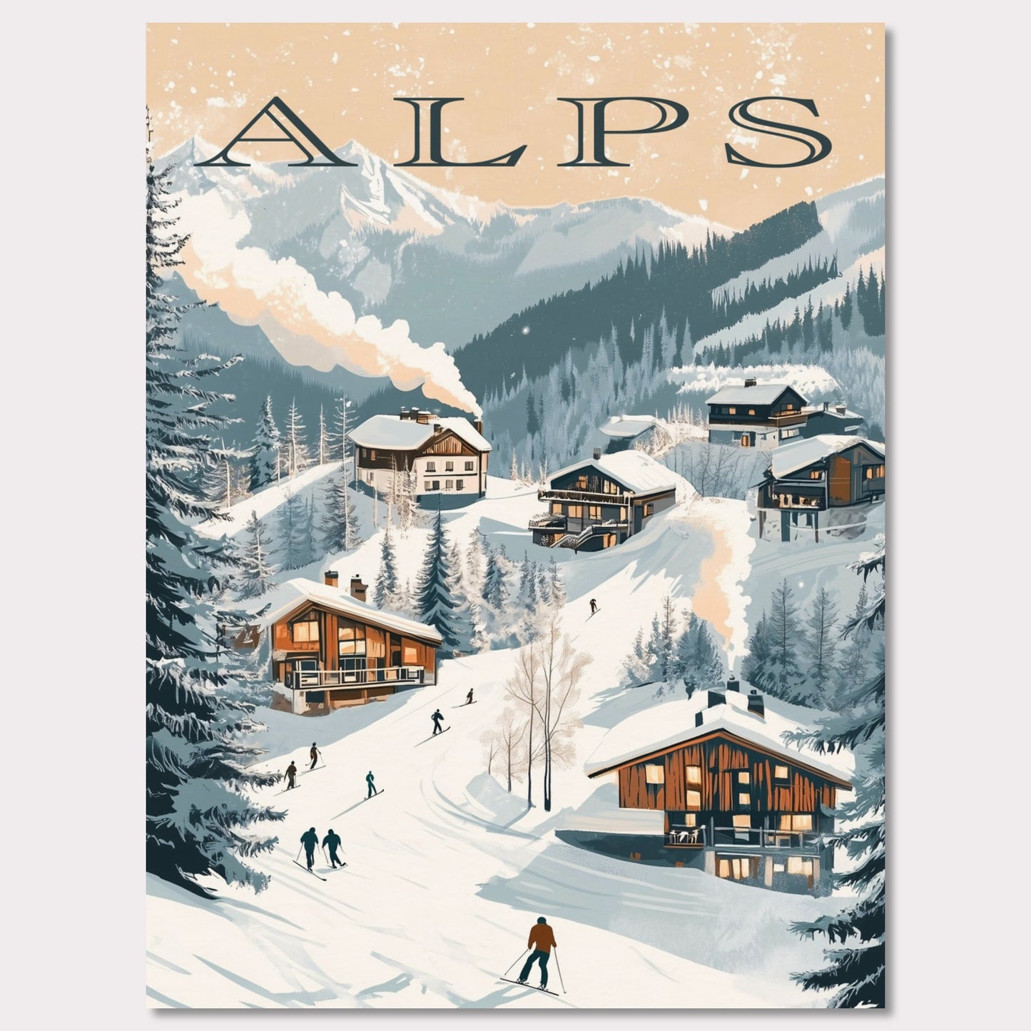 Poster titled 'Alps - Ski Resort Adventure' from ArtDarts