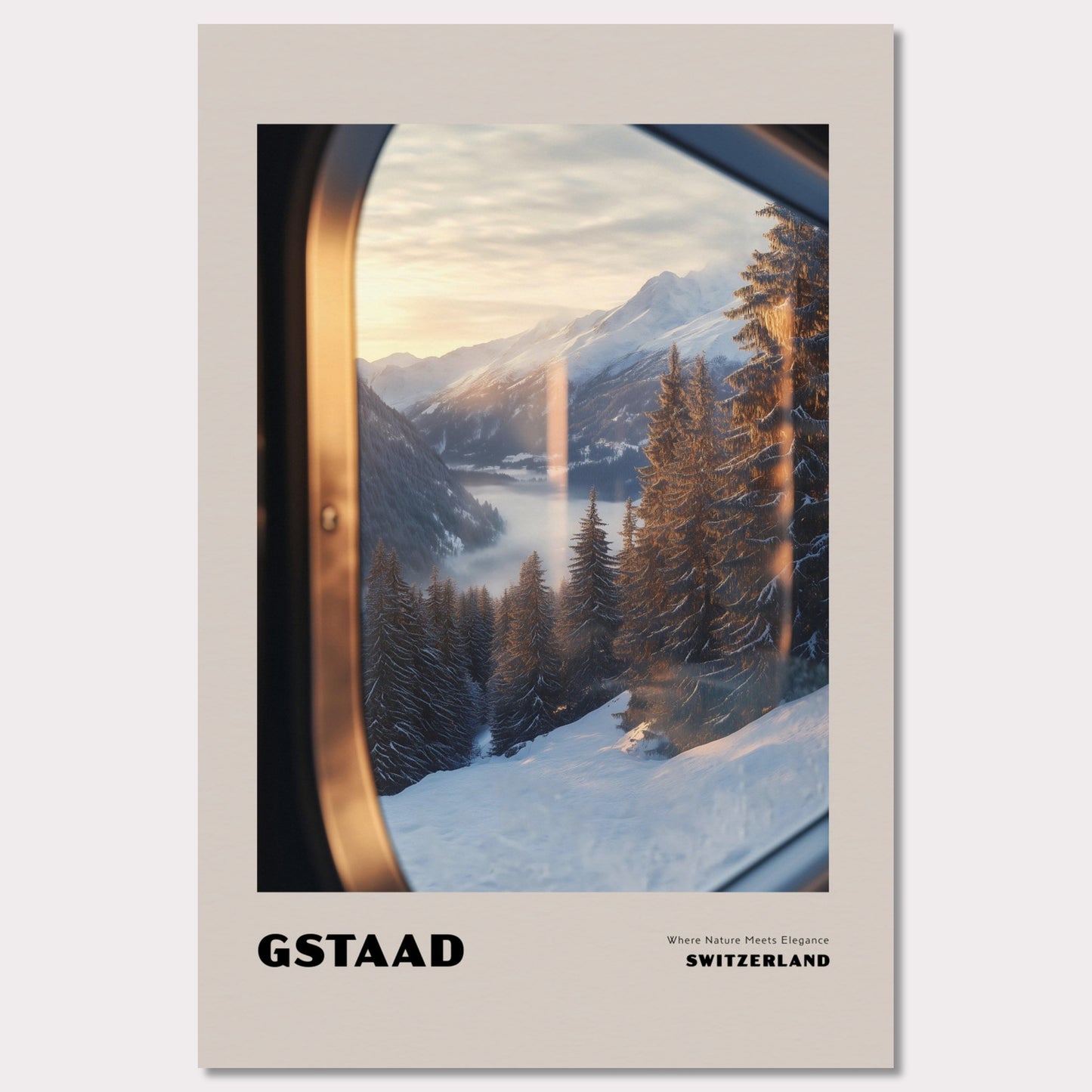 Poster titled 'GSTAAD. Where Nature Meets Elegance' from ArtDarts