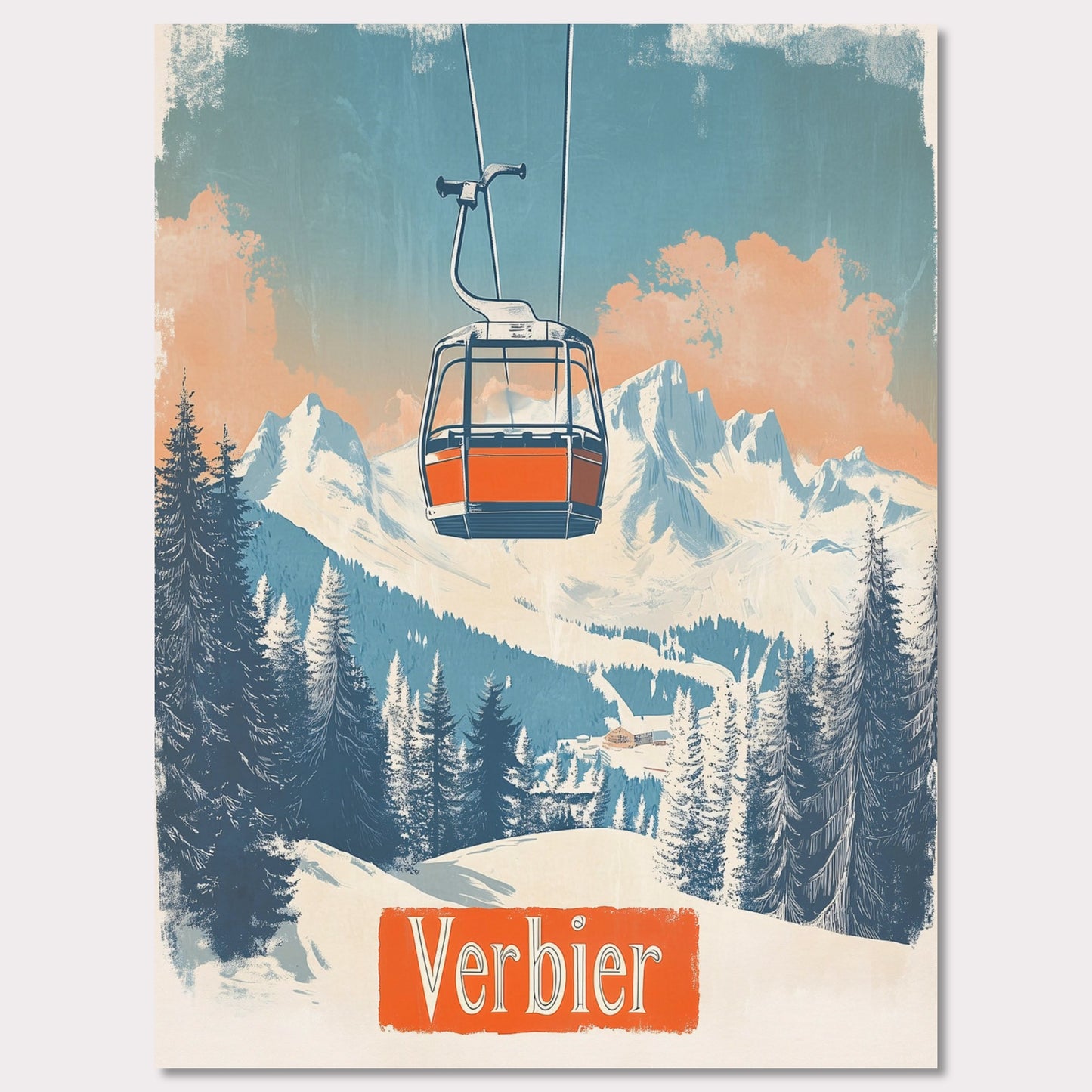 Poster titled 'Verbier - Gondola Heights' from ArtDarts