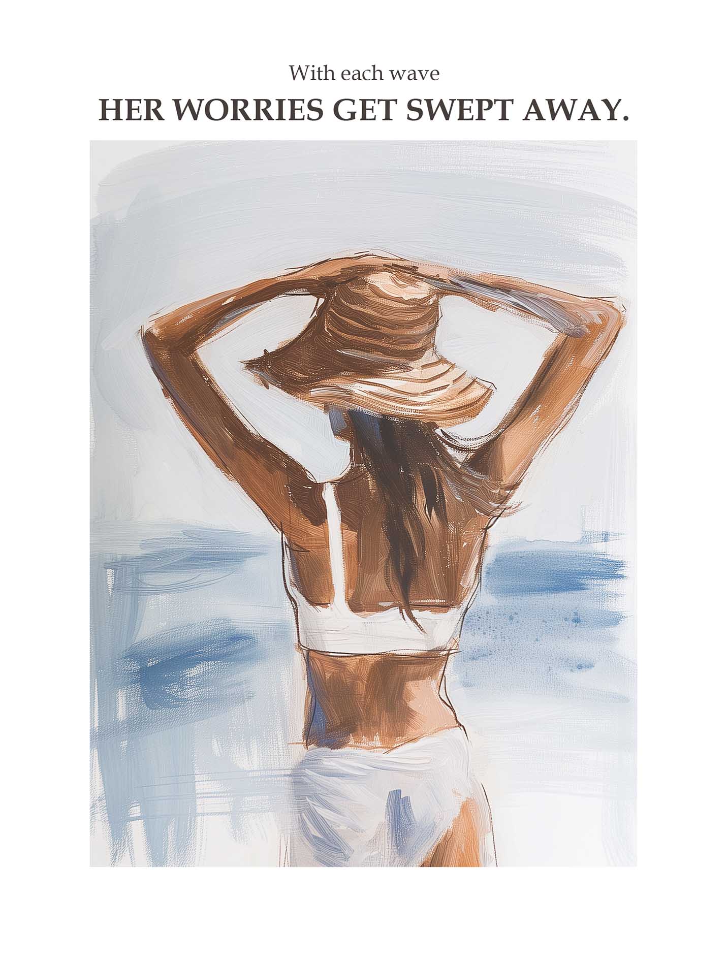 Poster titled 'Girl in a hat on the beach' from ArtDarts