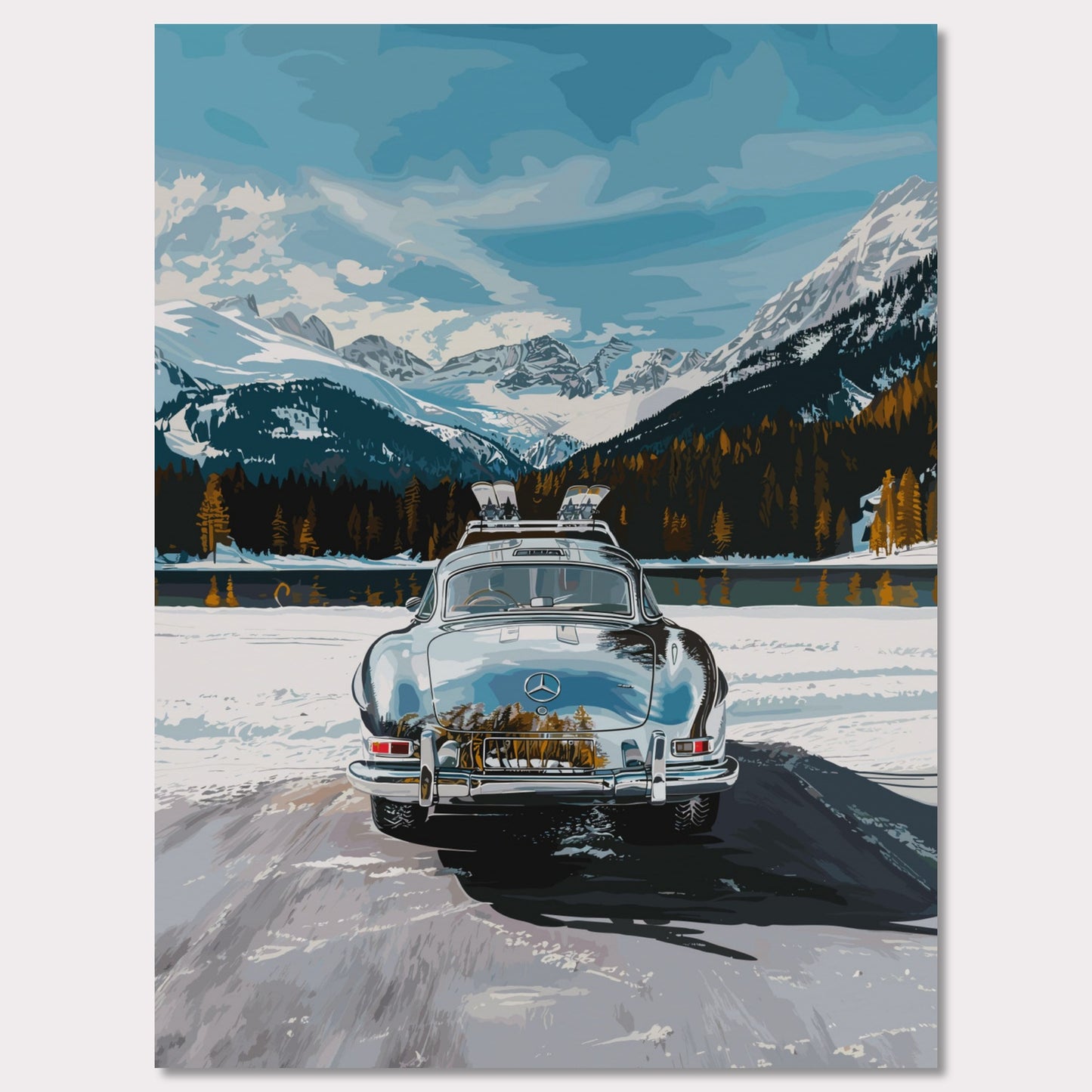 Poster titled 'Mercedes on Ice St Moritz Poster' from ArtDarts