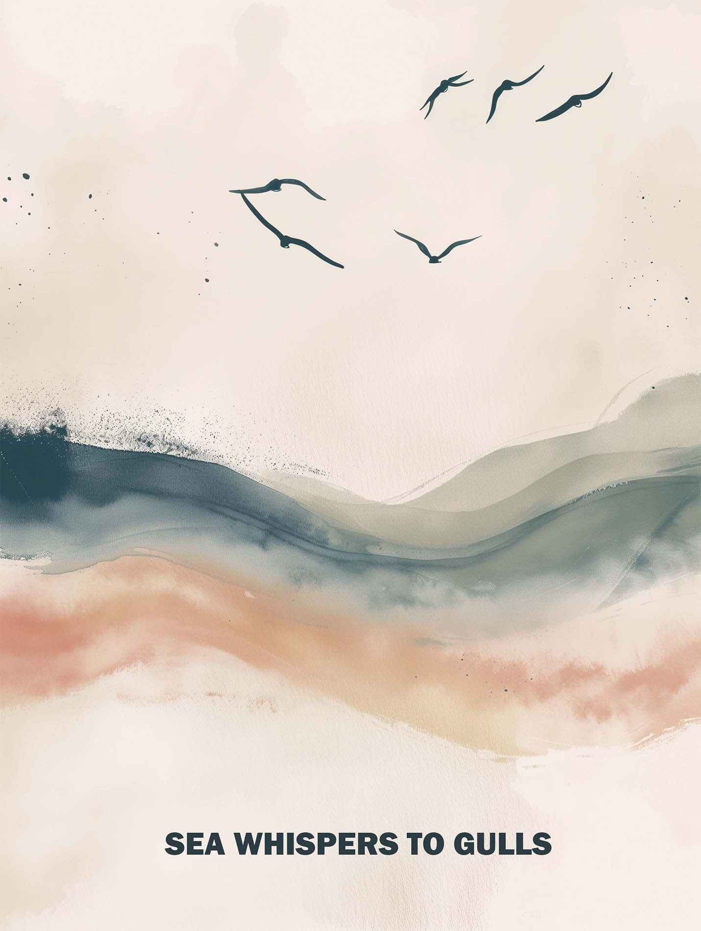 Poster titled 'Seagulls over the sea Poster' from ArtDarts