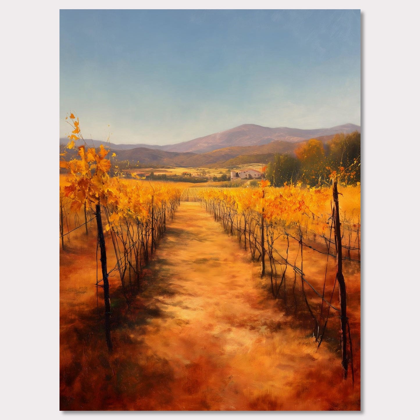 Poster titled 'Golden Rows, Autumn Vines' from ArtDarts