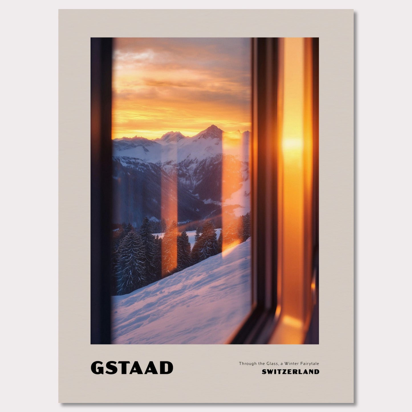 Poster titled 'GSTAAD. Through the Glass, a Winter Fairytale' from ArtDarts