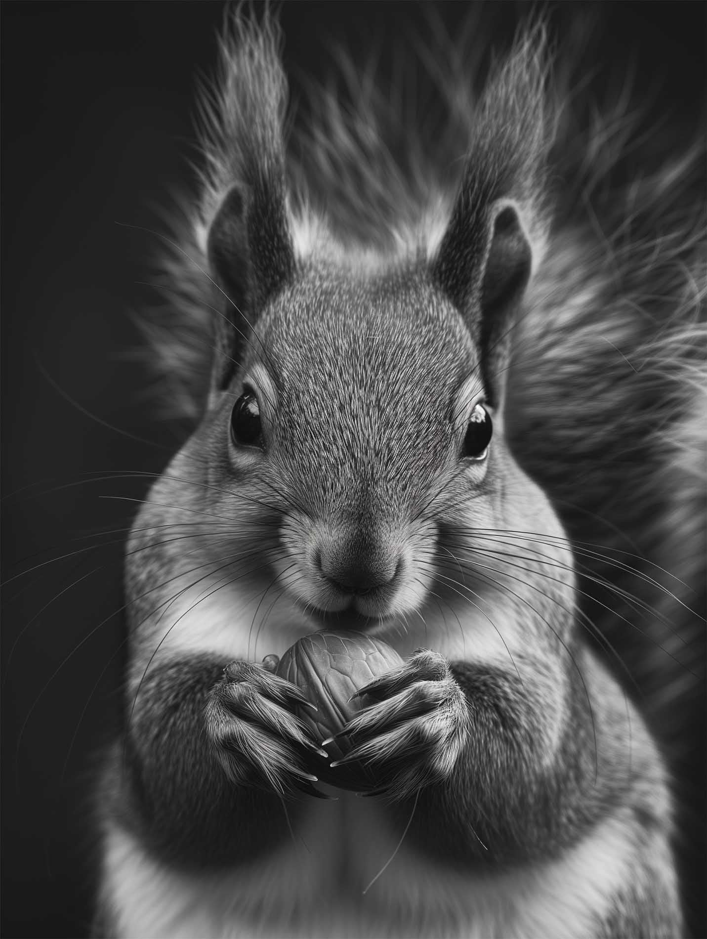 Poster titled 'Black and white portrait of a squirrel Poster' from ArtDarts