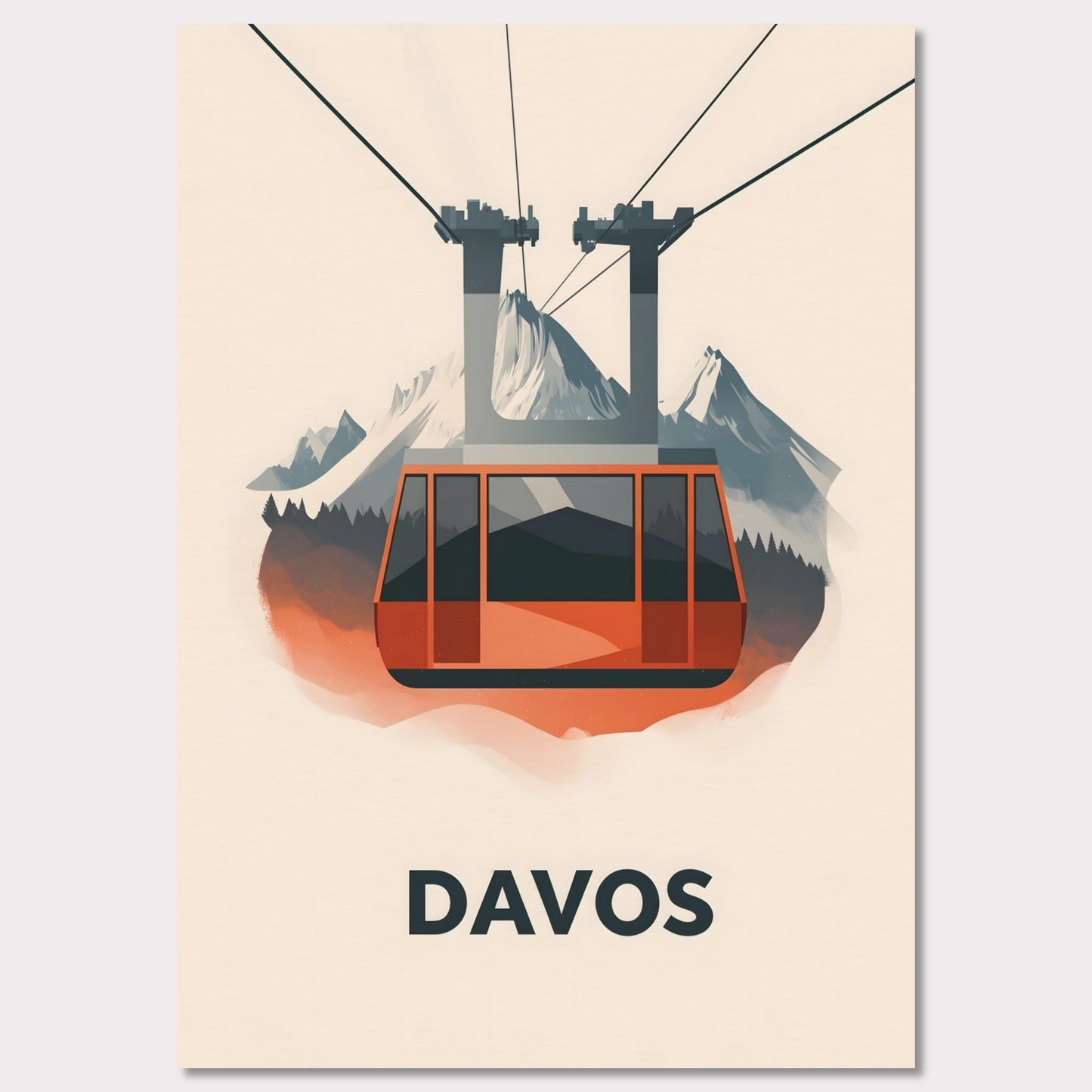 Poster titled 'Winter Elegance of Davos' from ArtDarts