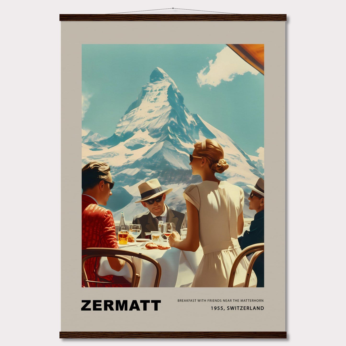 Poster titled 'Breakfast in Zermatt with Hanger' from ArtDarts