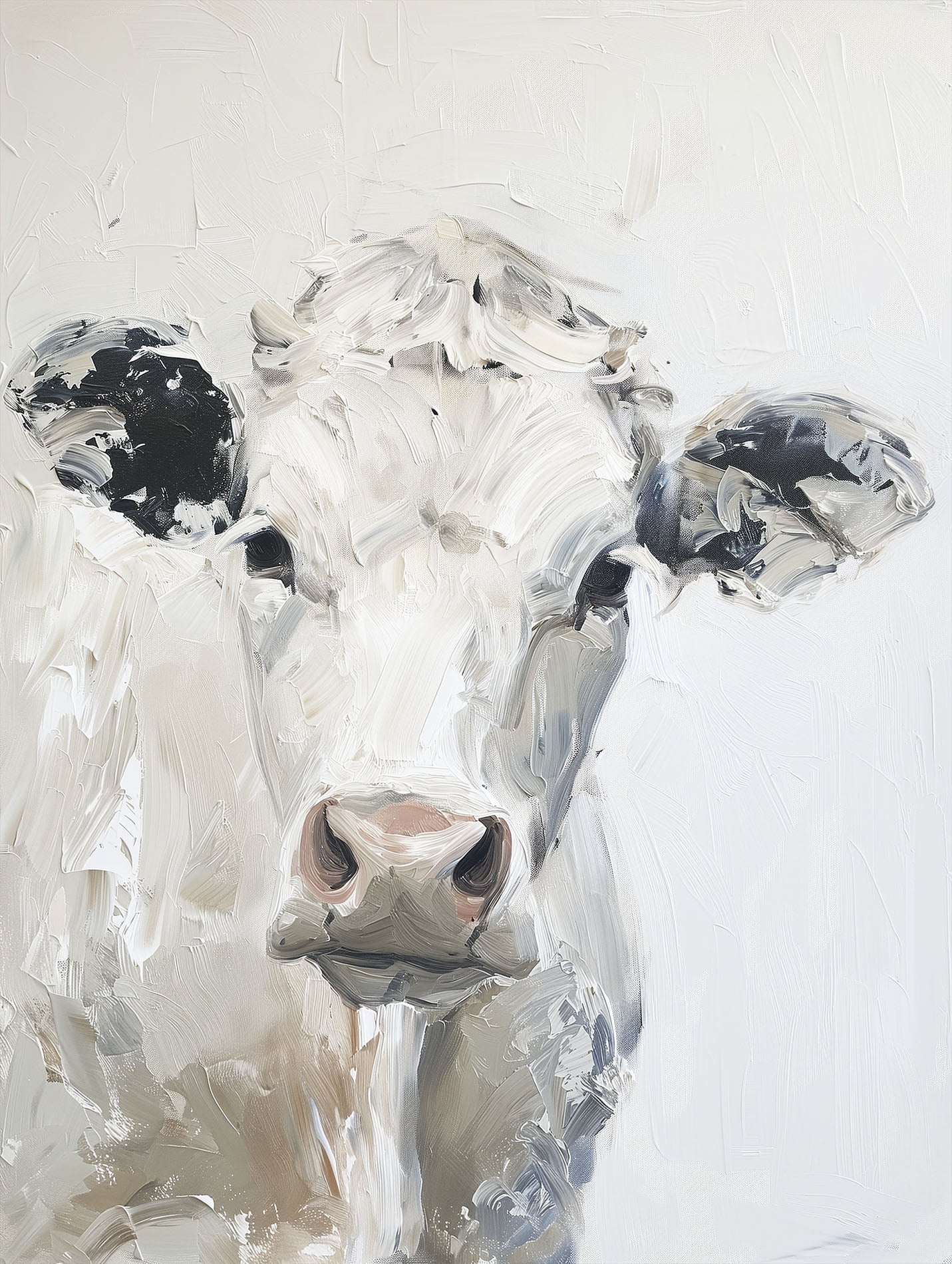 Poster titled 'White Cow Oil Painting Poster' from ArtDarts