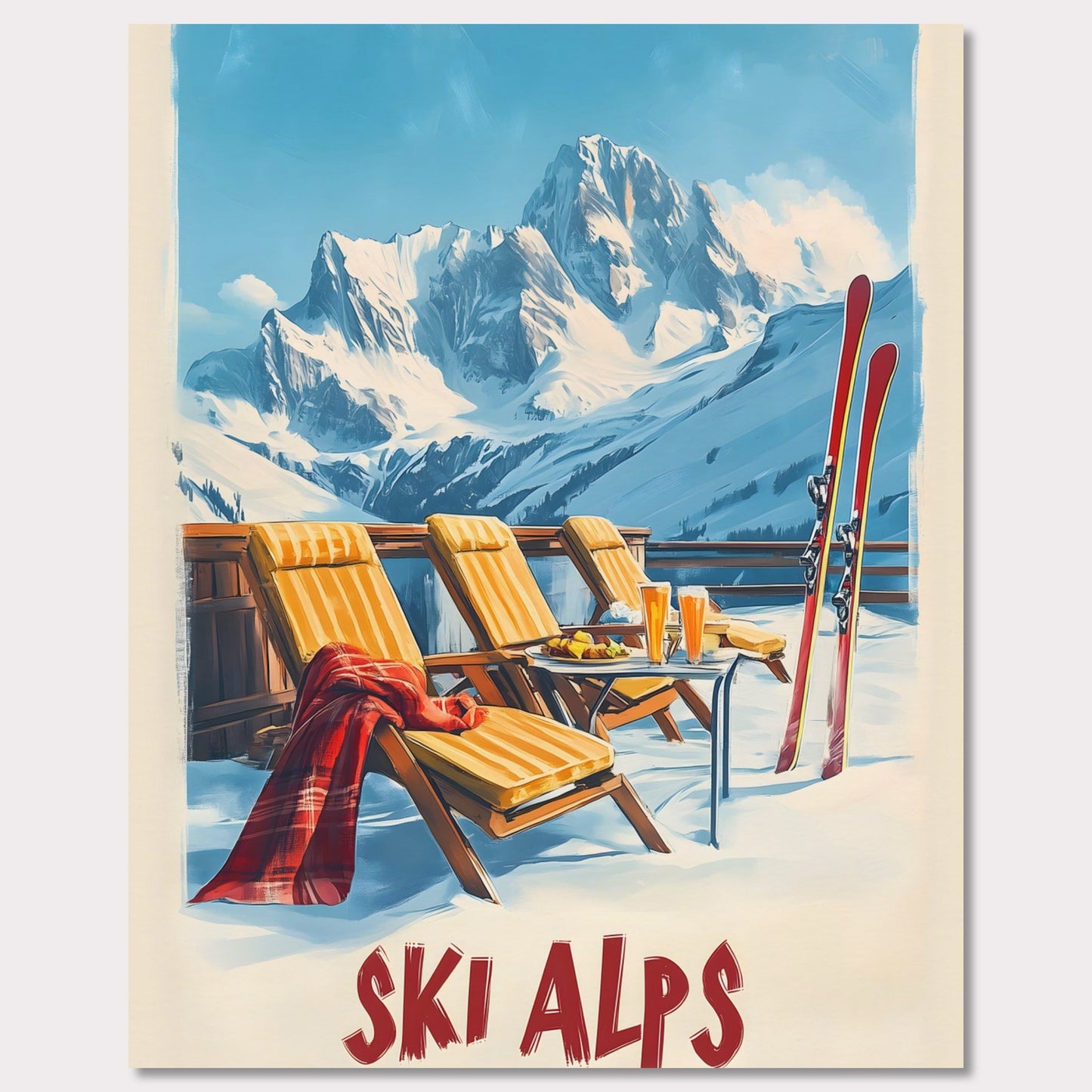 Poster titled 'Sunny Ski Alps Escape' from ArtDarts