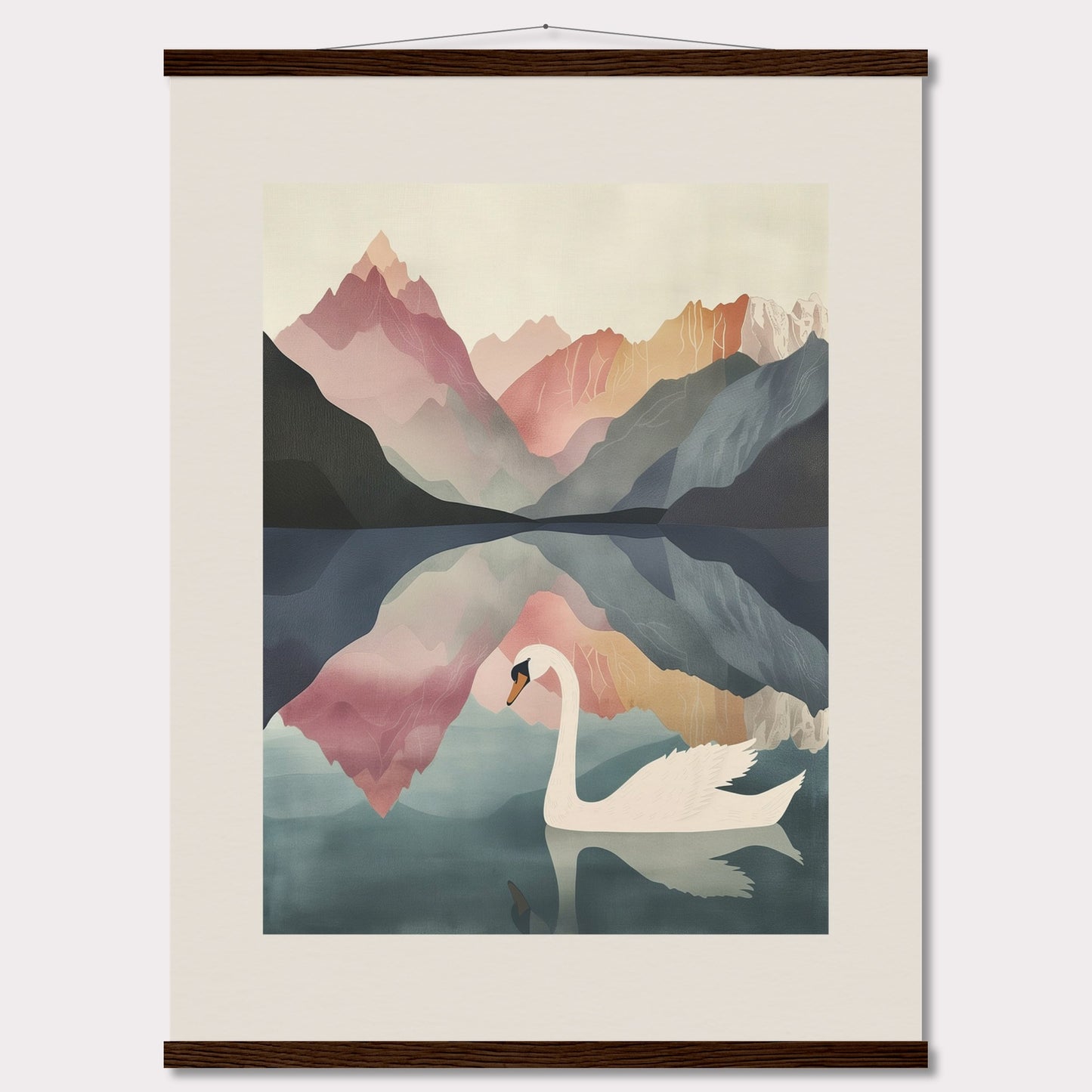 Poster titled 'White Swan on the Lake Geneva with Hanger' from ArtDarts