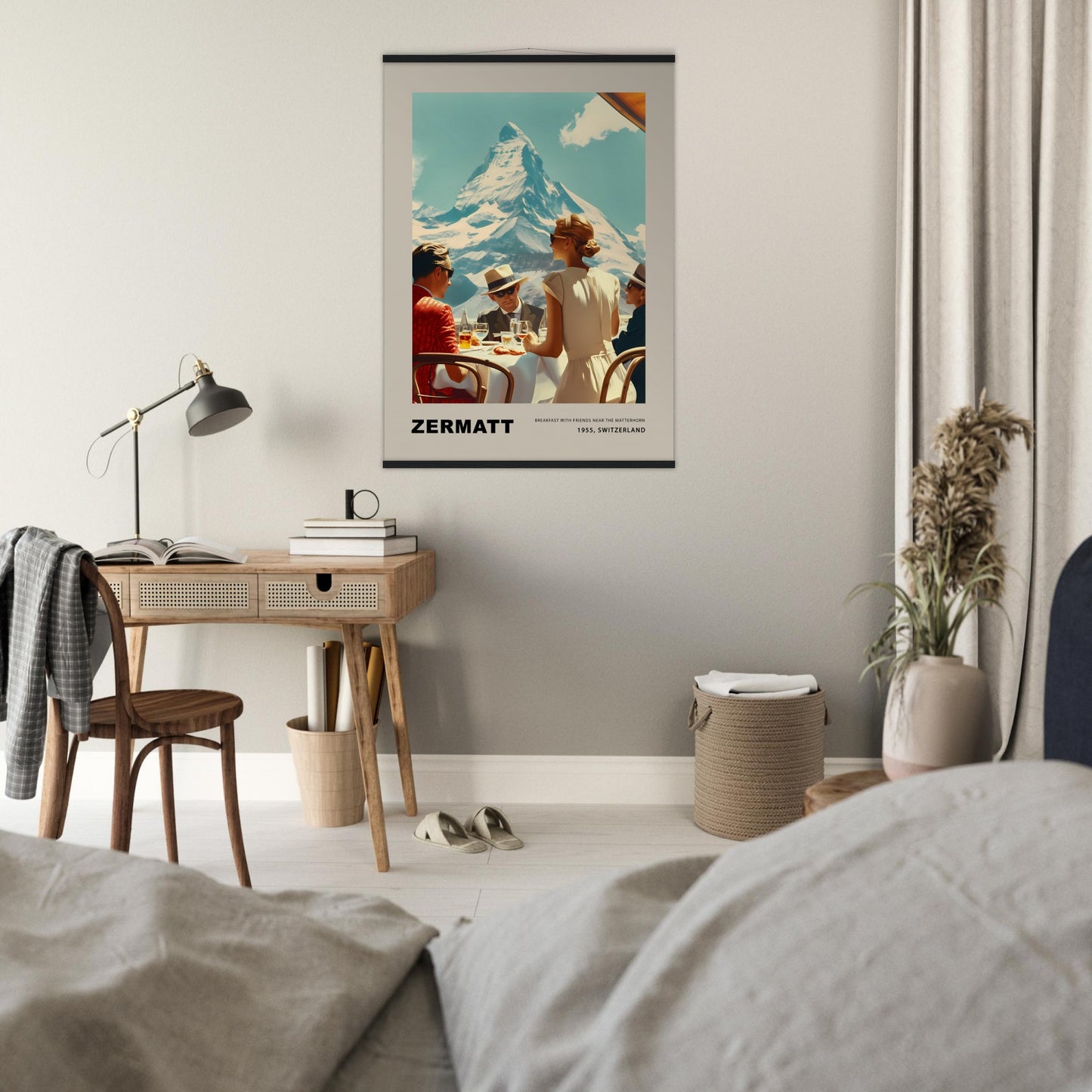 Poster titled 'Breakfast in Zermatt with Hanger' from ArtDarts