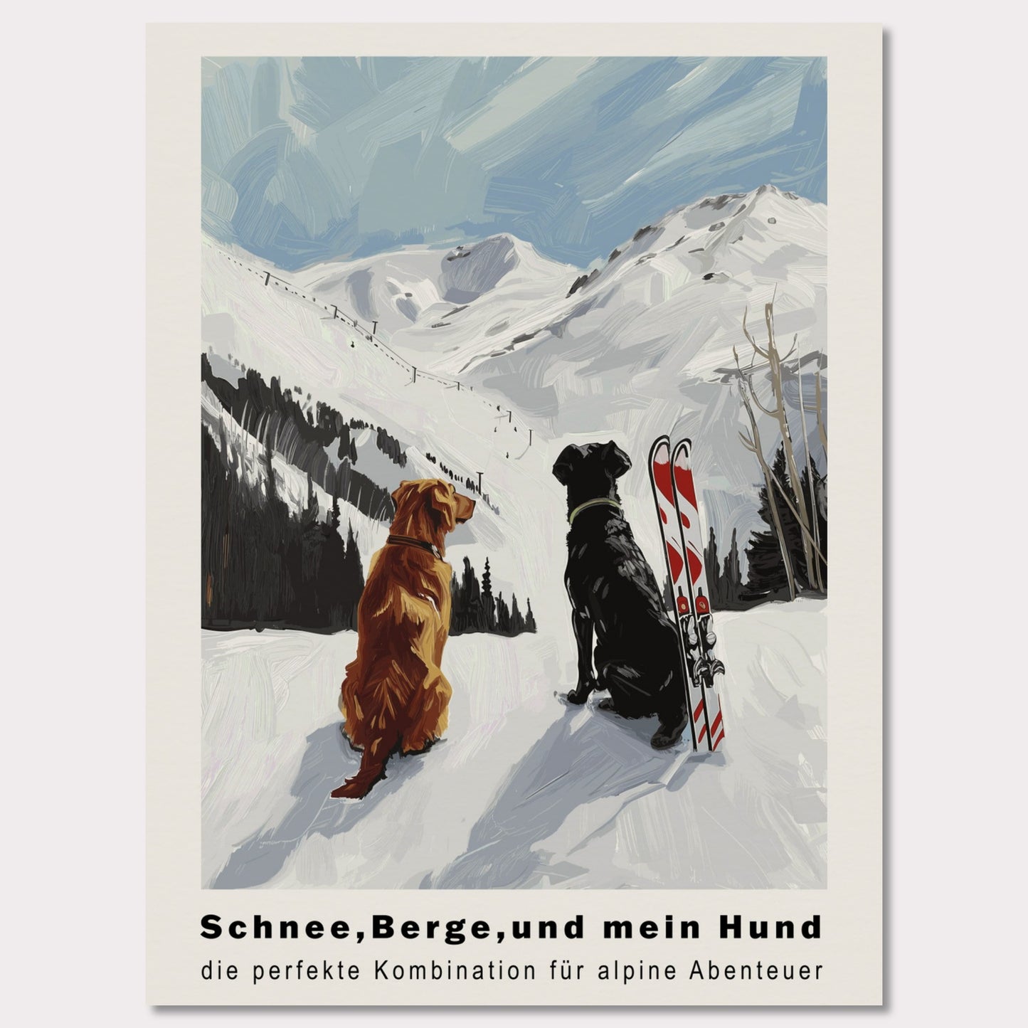 Poster titled 'Snow. Mountains And my dog Poster' from ArtDarts