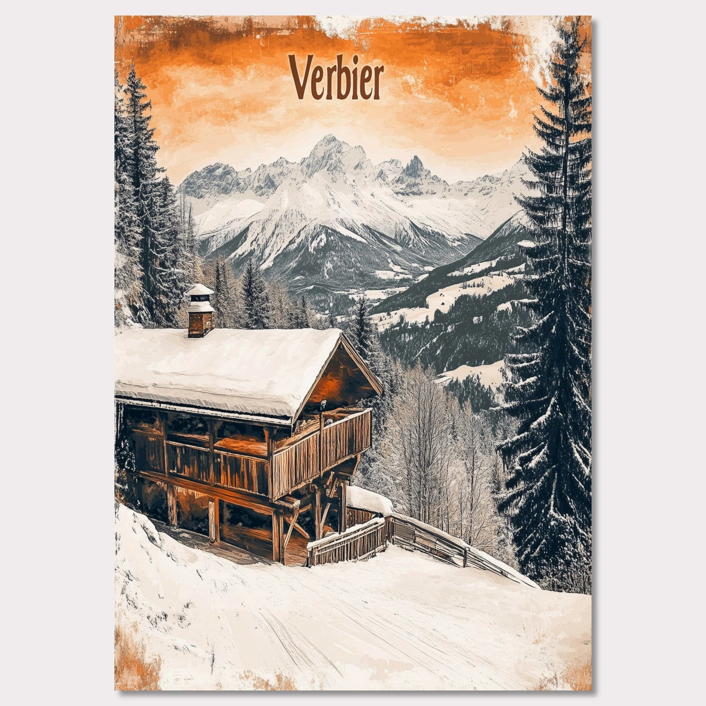 Poster titled 'Verbier - Winter Retreat' from ArtDarts