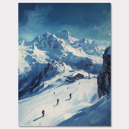 Poster titled 'Skiing the Alps - Adventure Awaits' from ArtDarts