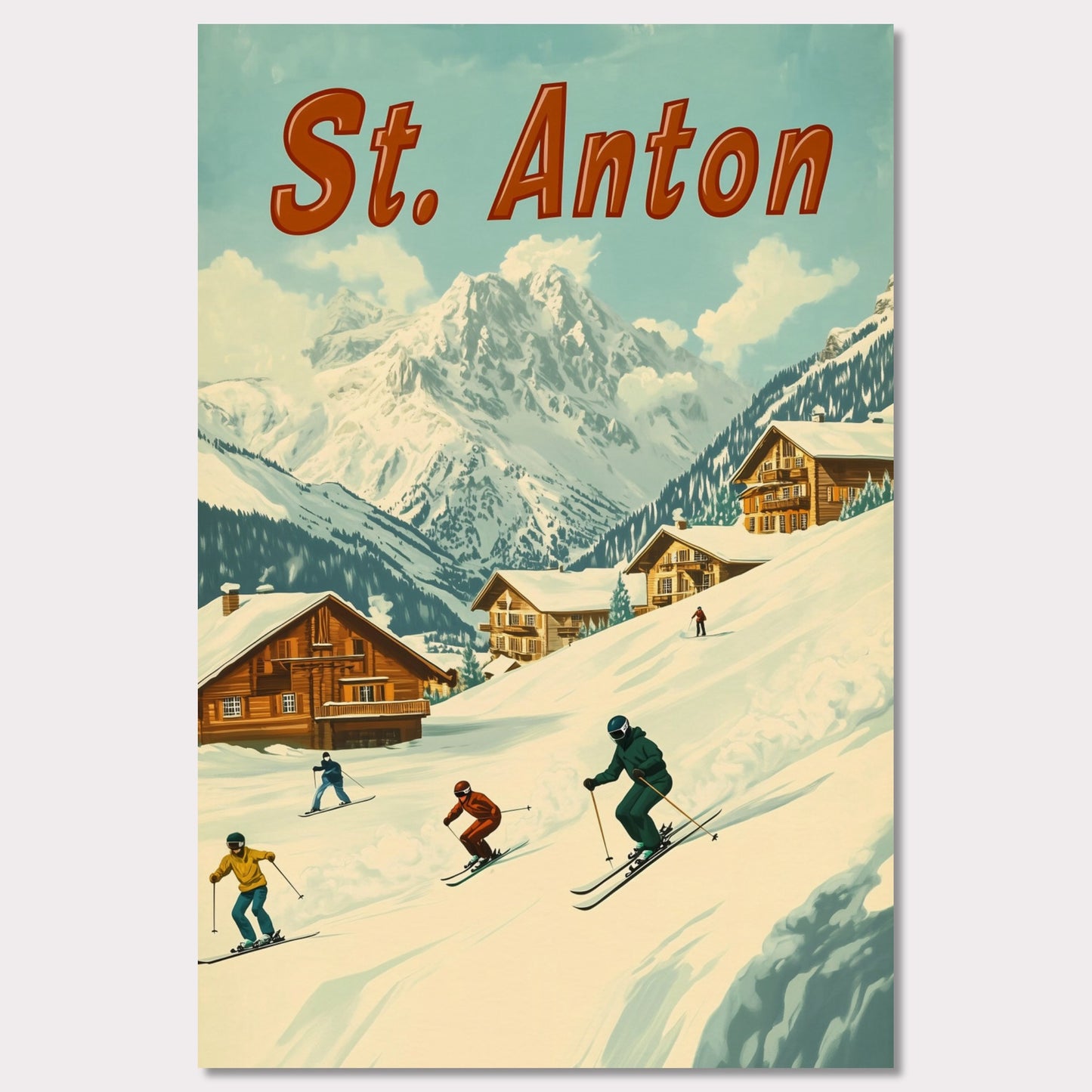 Poster titled 'St. Anton - Skiers’ Paradise' from ArtDarts